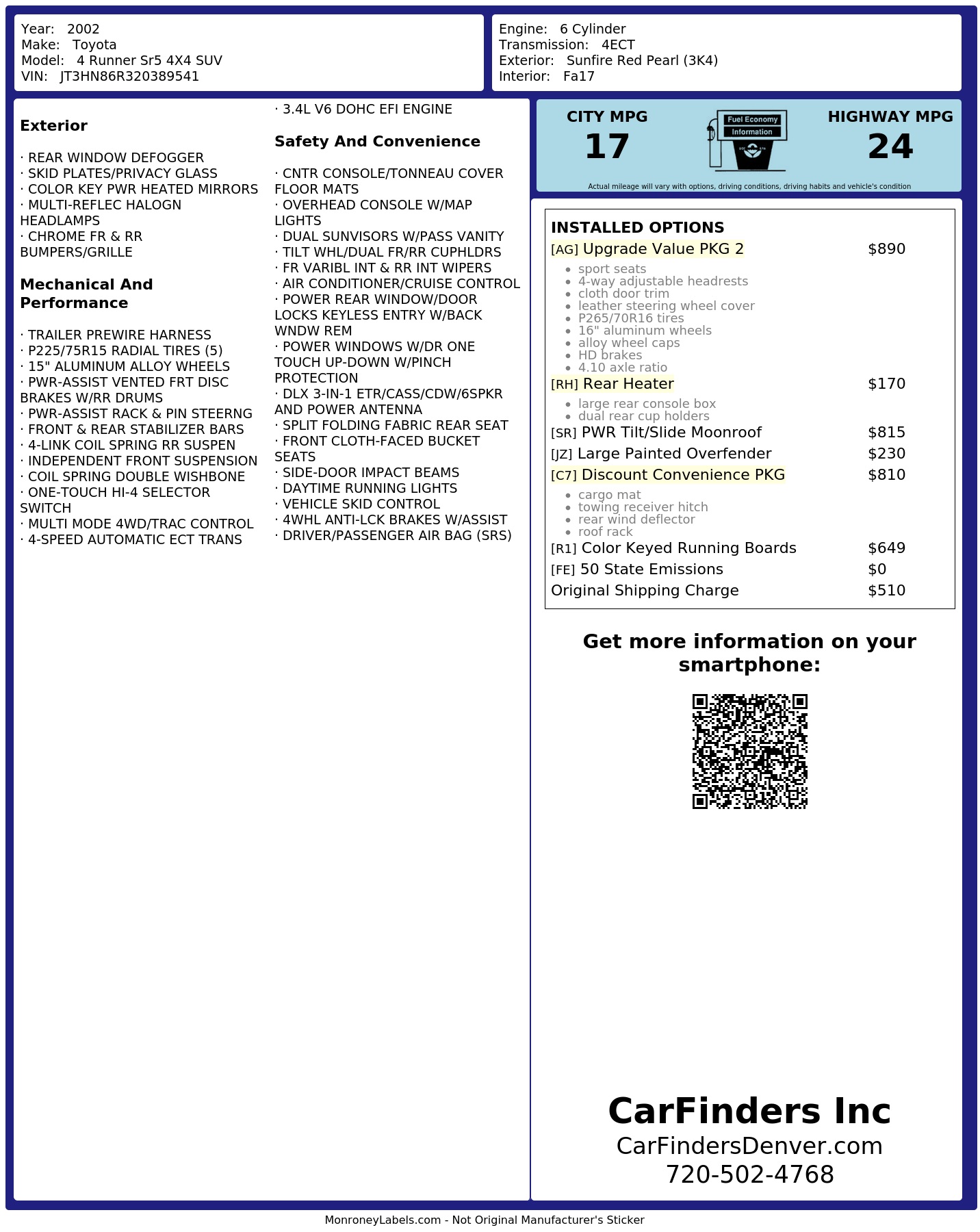 Monroney Label