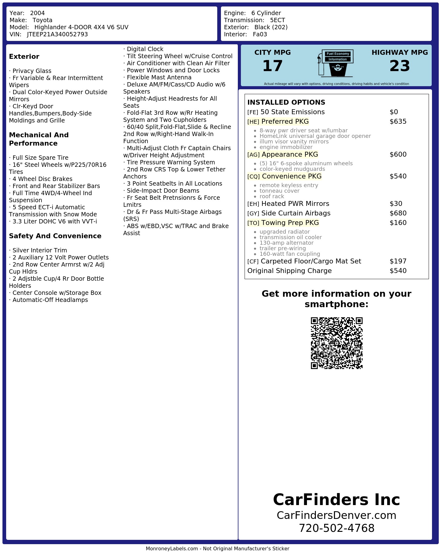 Monroney Label