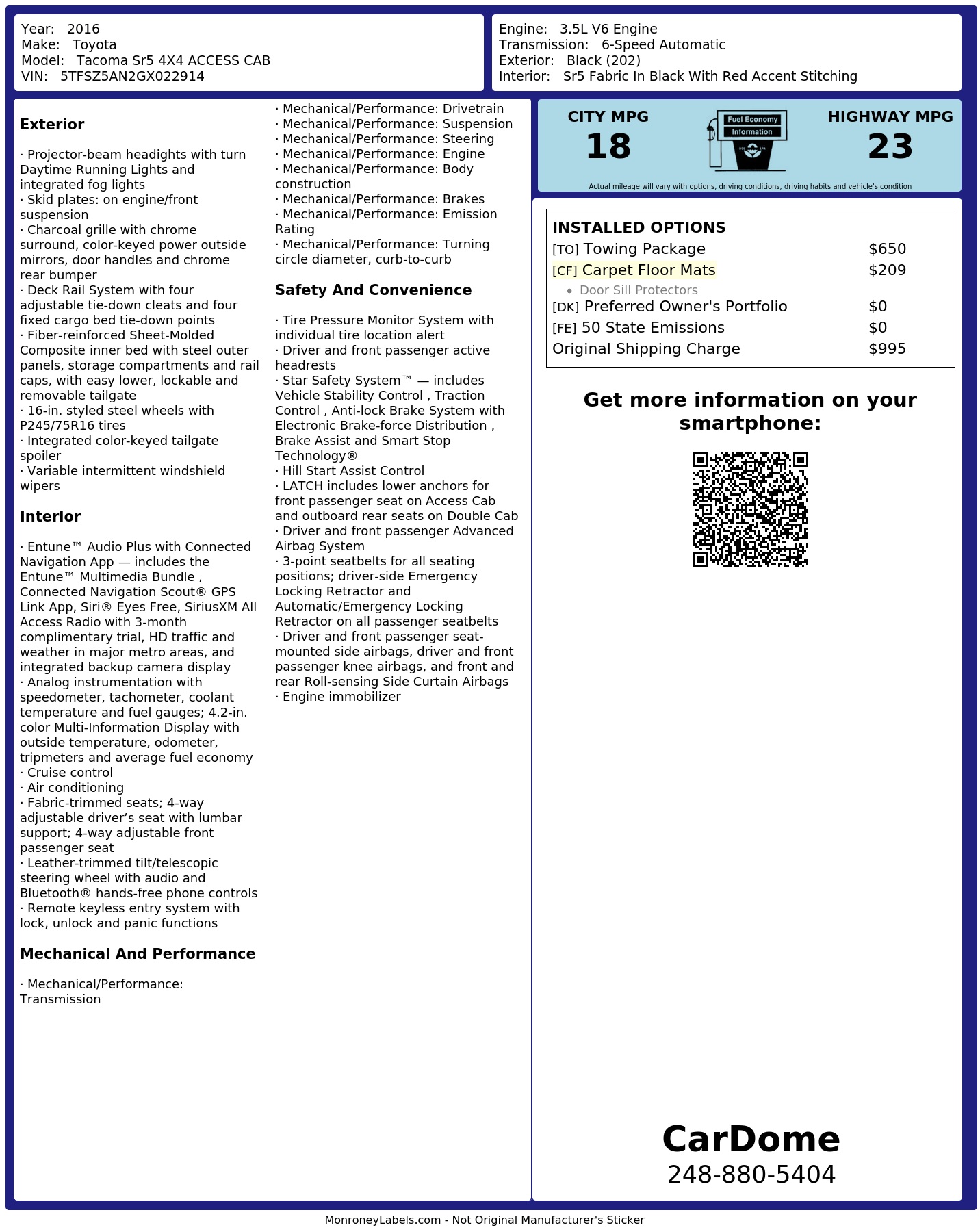 Monroney Label