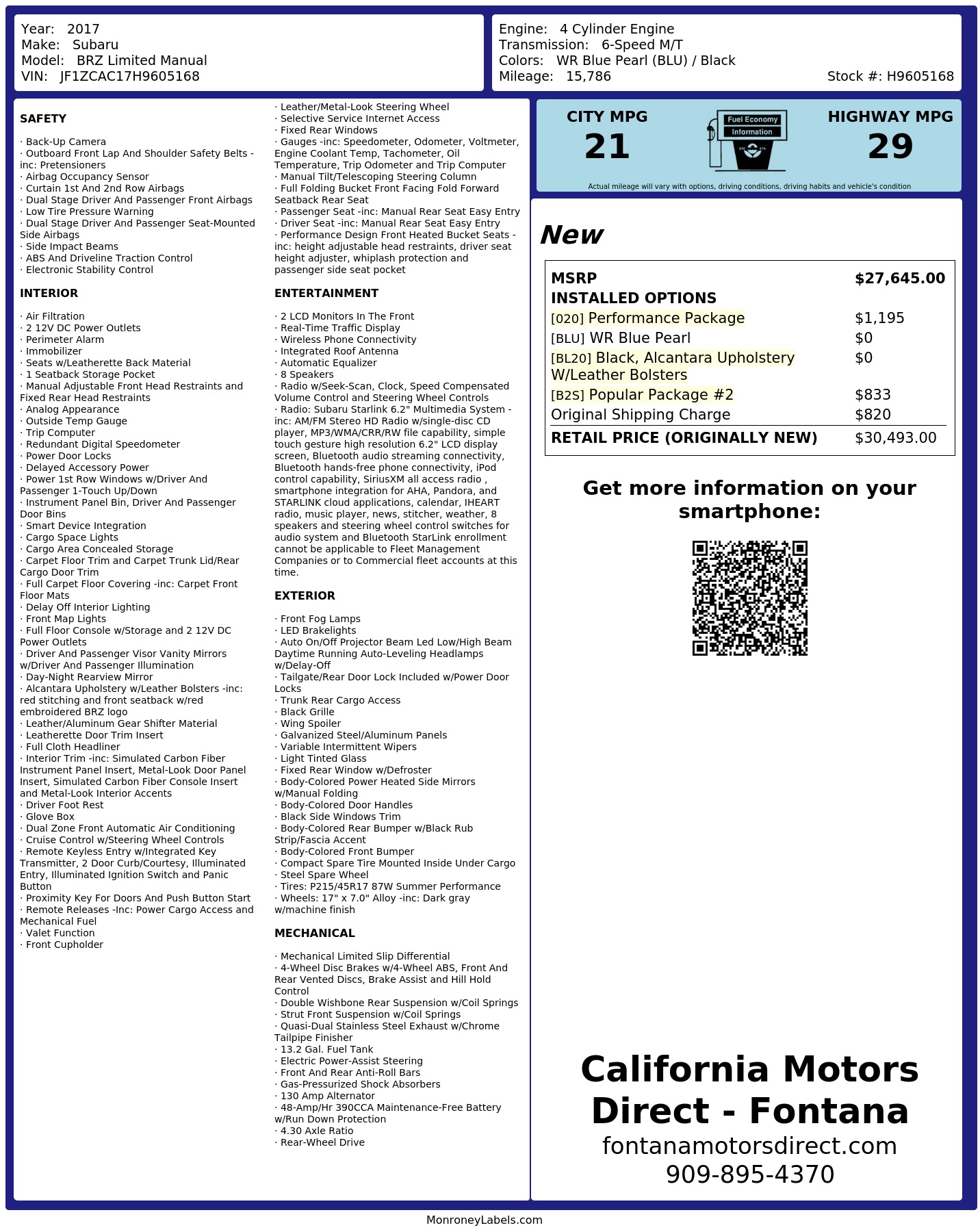 Monroney Label