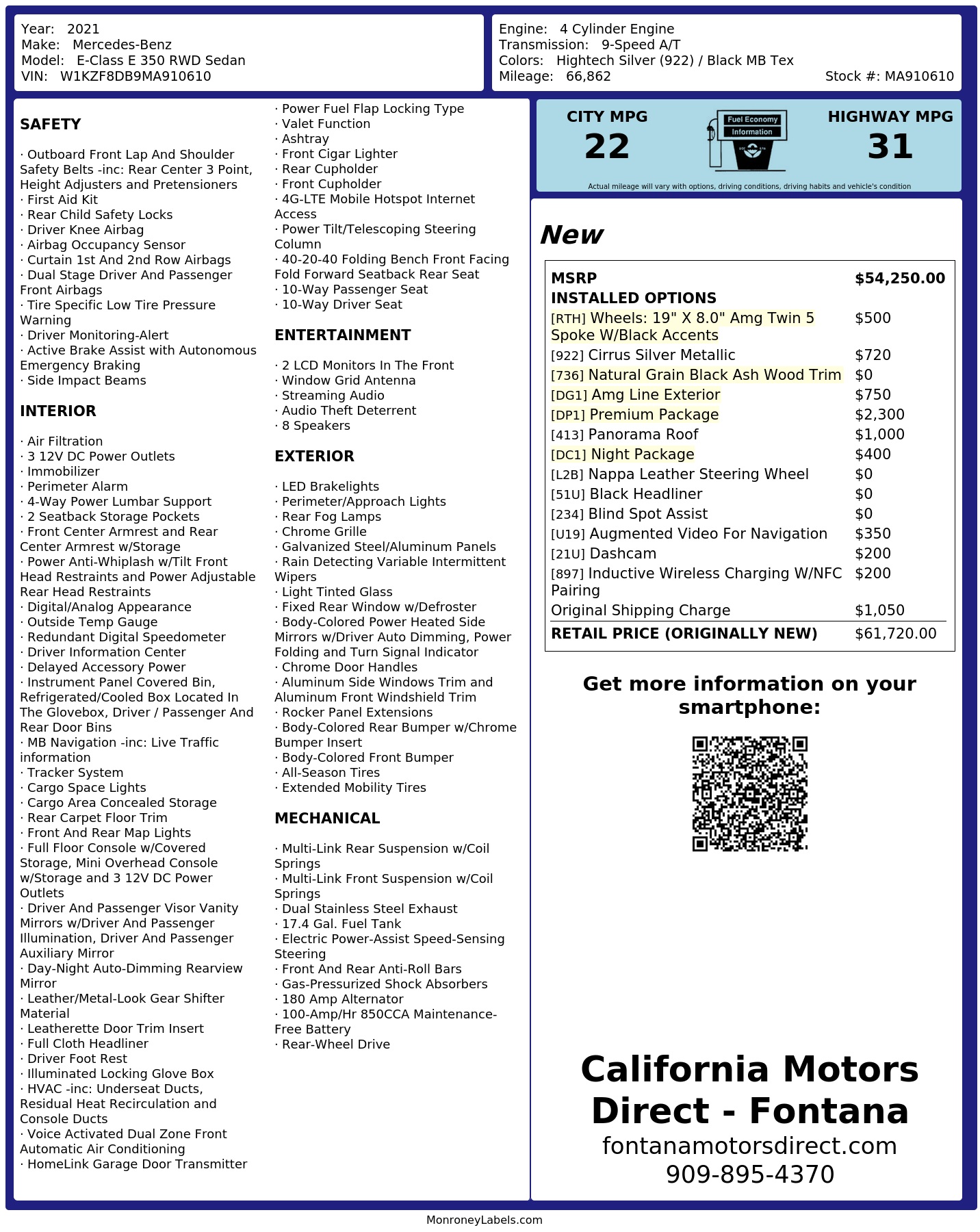 Monroney Label