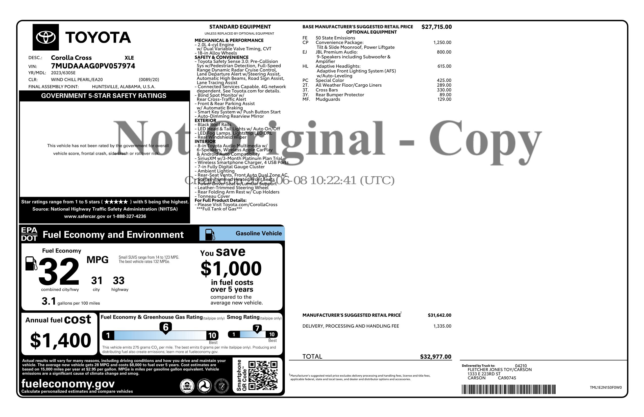 Monroney Label