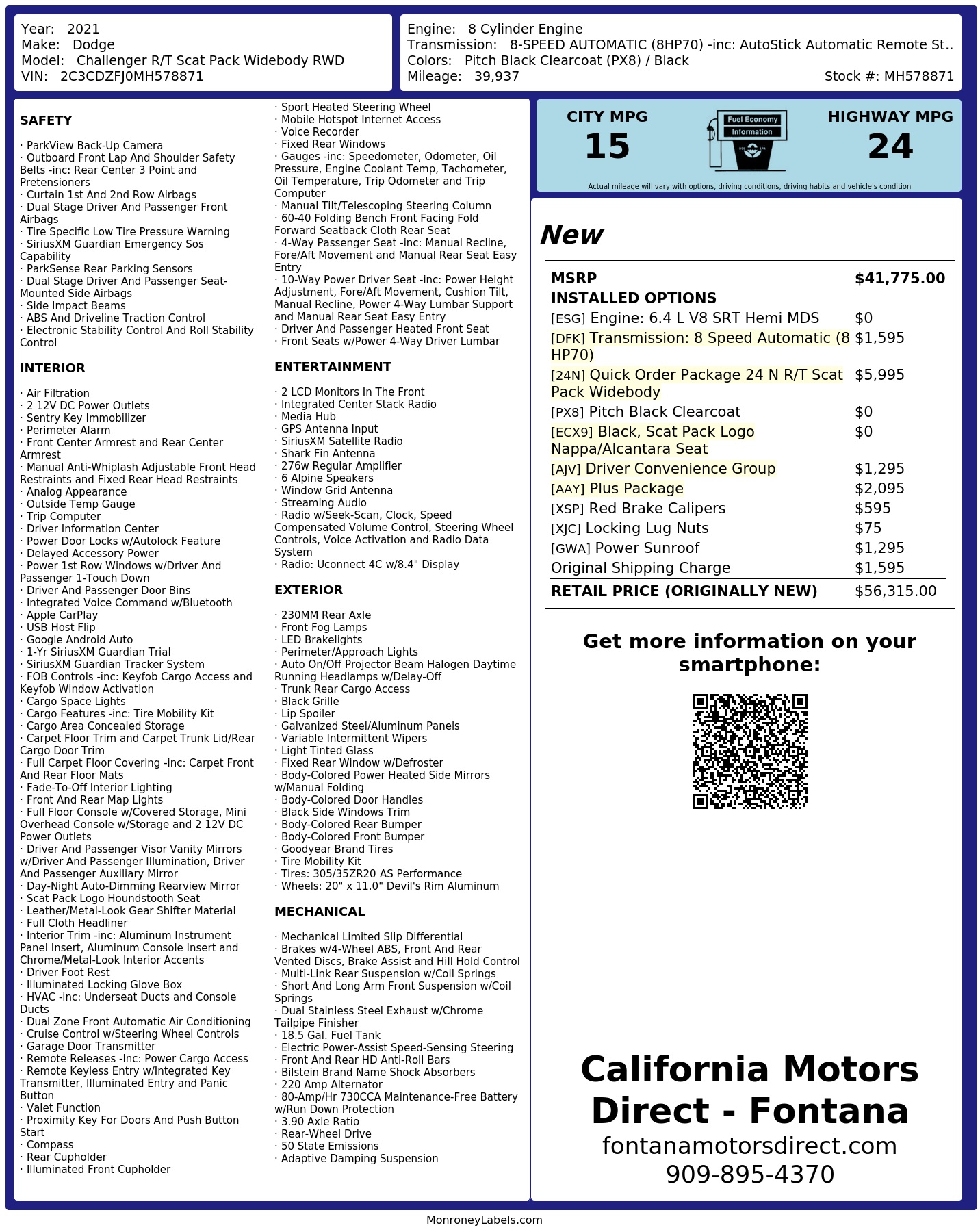 Monroney Label