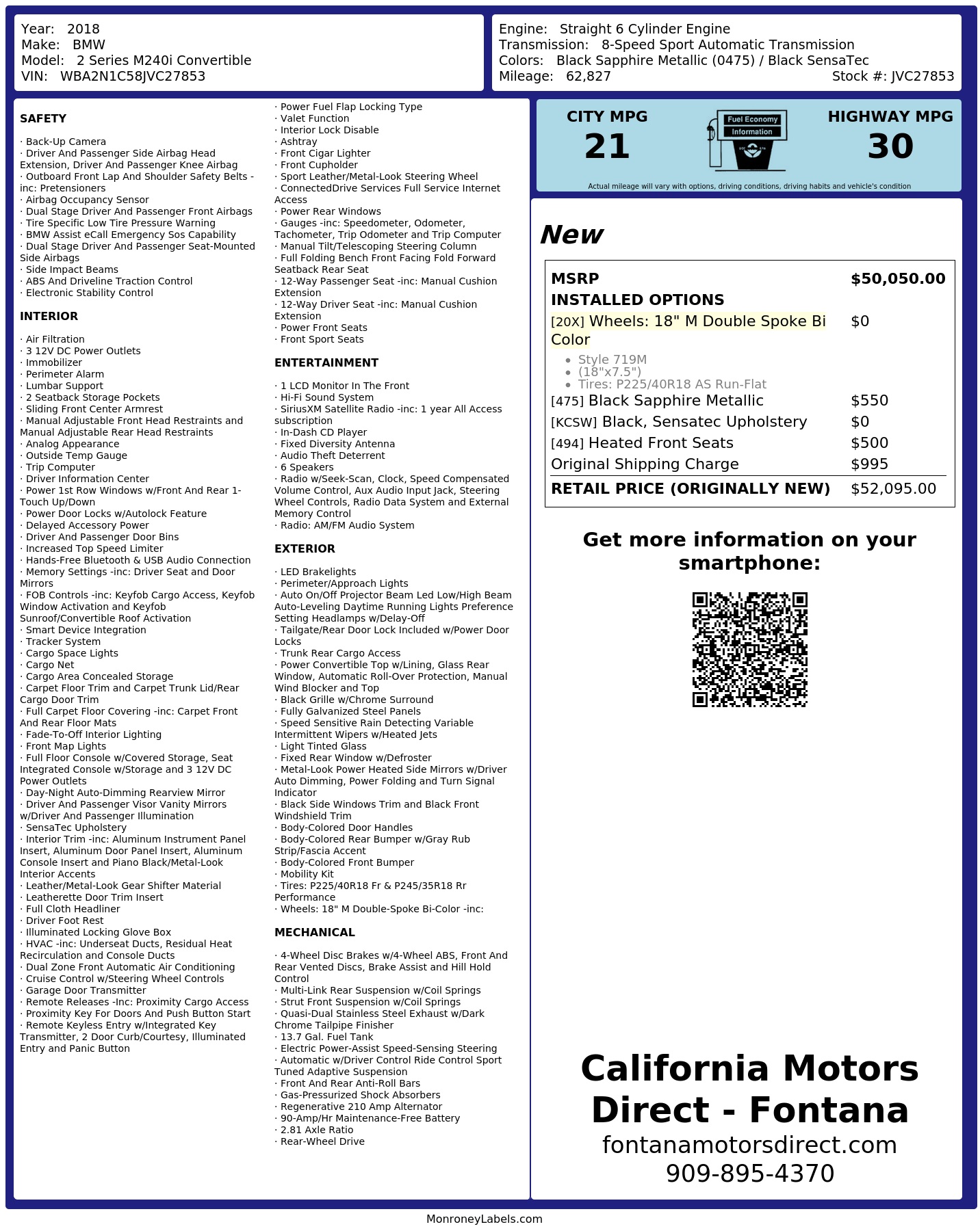 Monroney Label