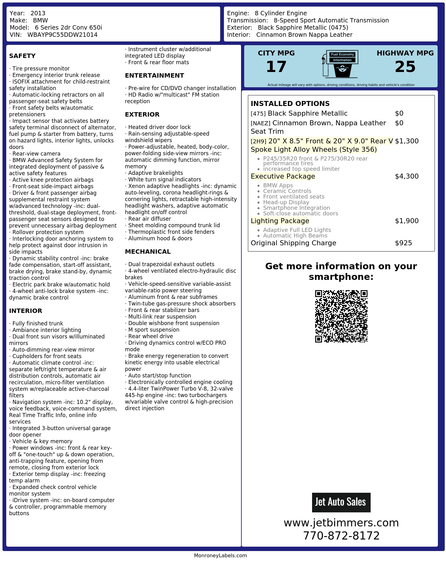 Monroney Label
