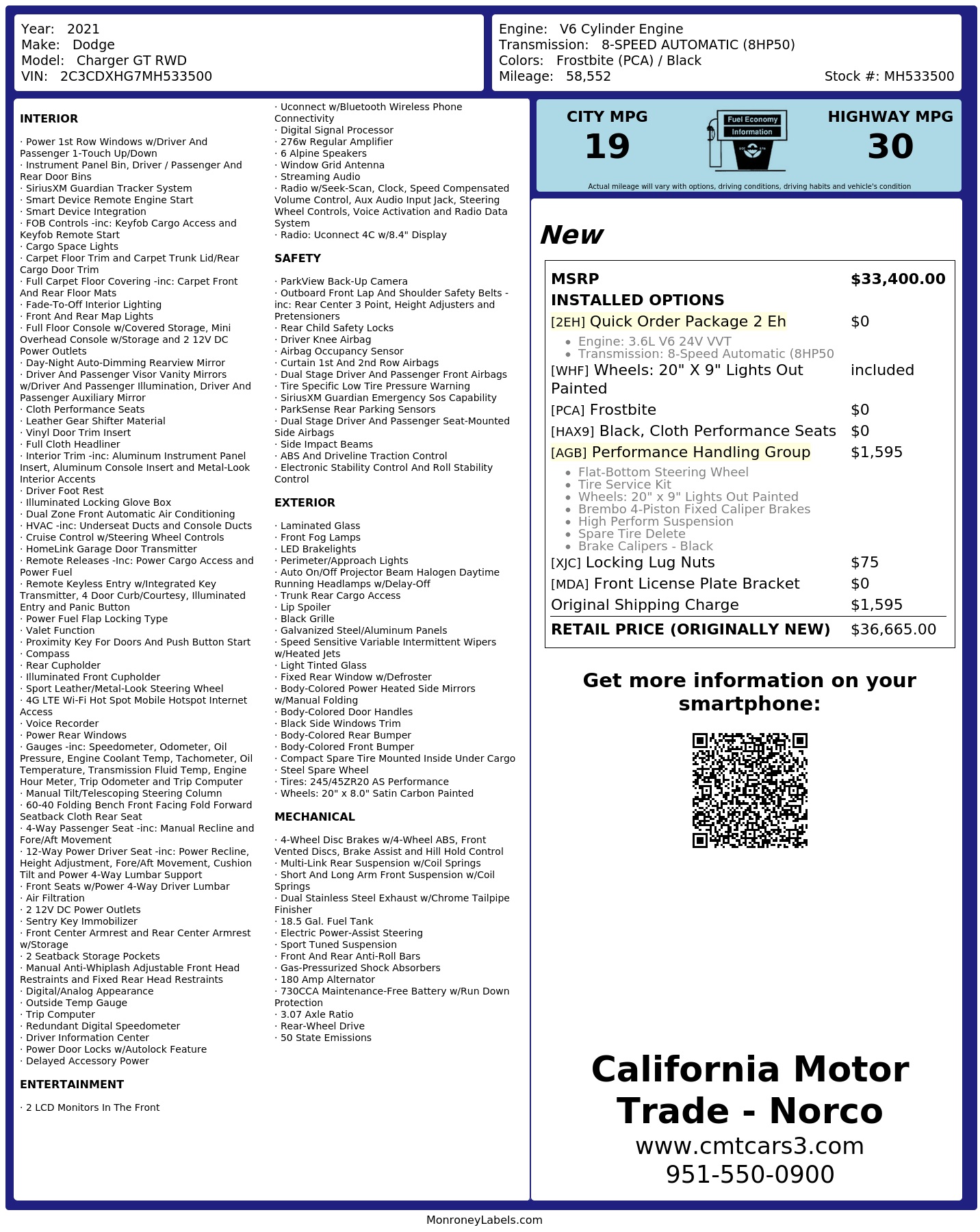 Monroney Label