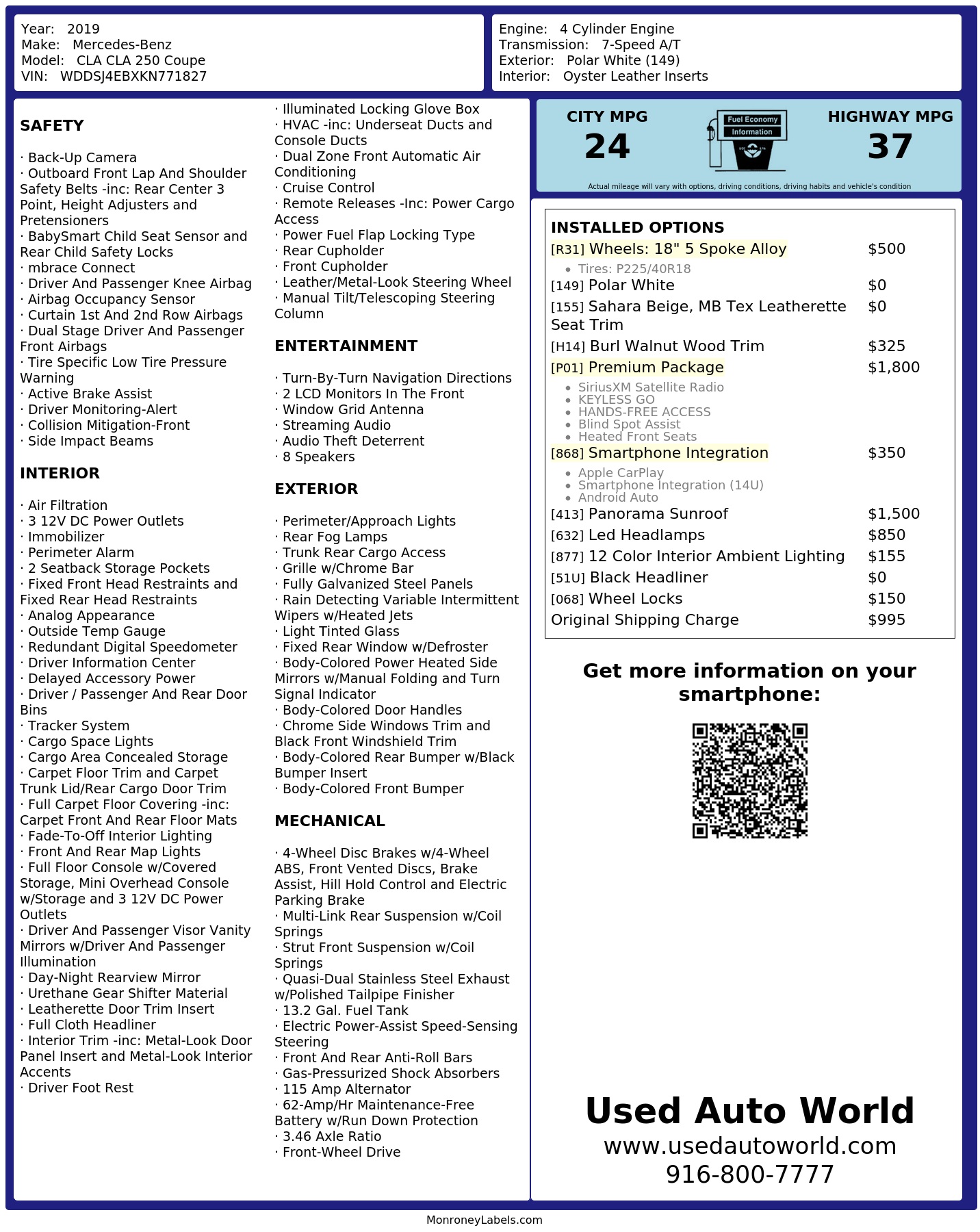 Monroney Label