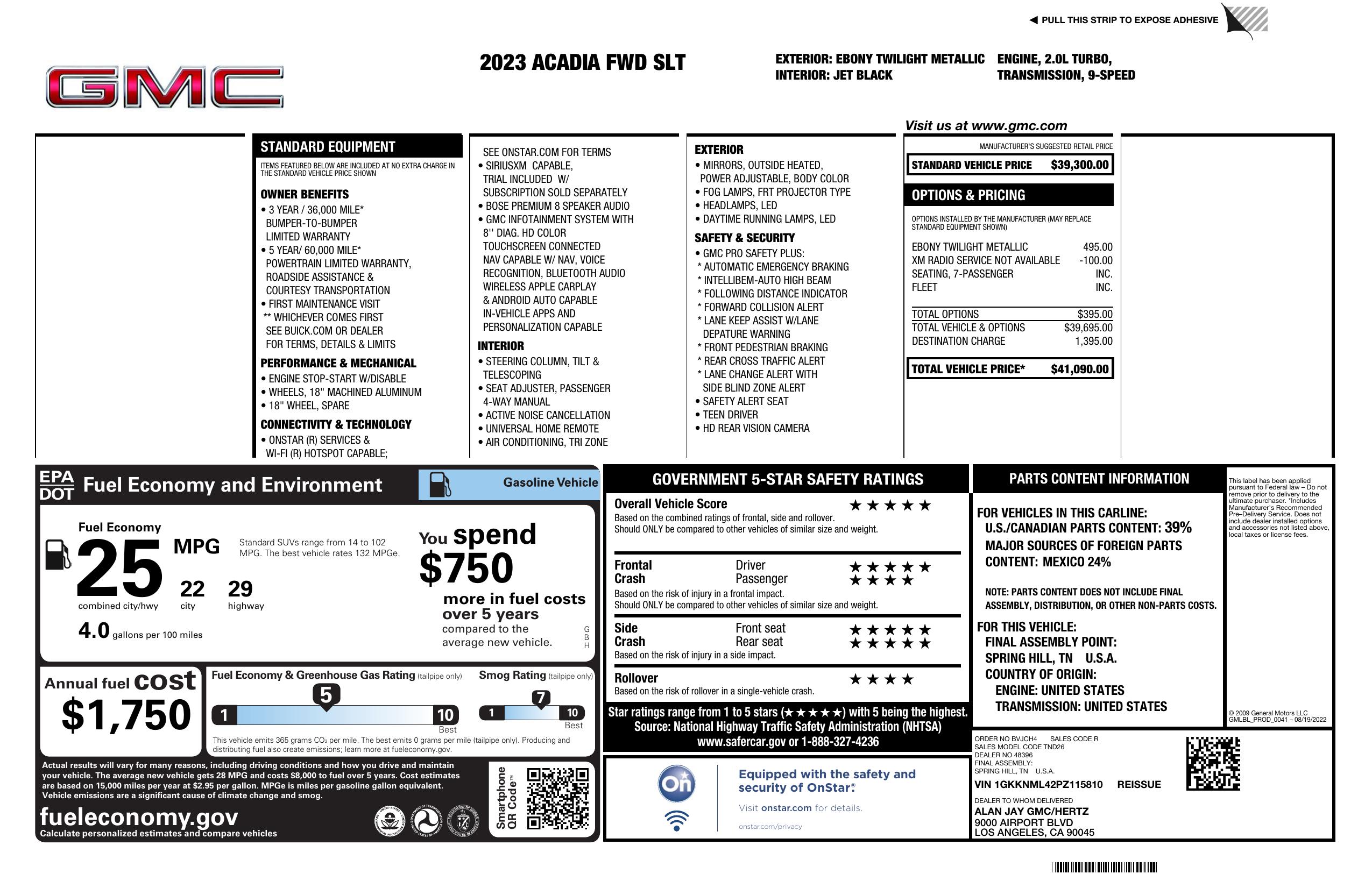 Monroney Label