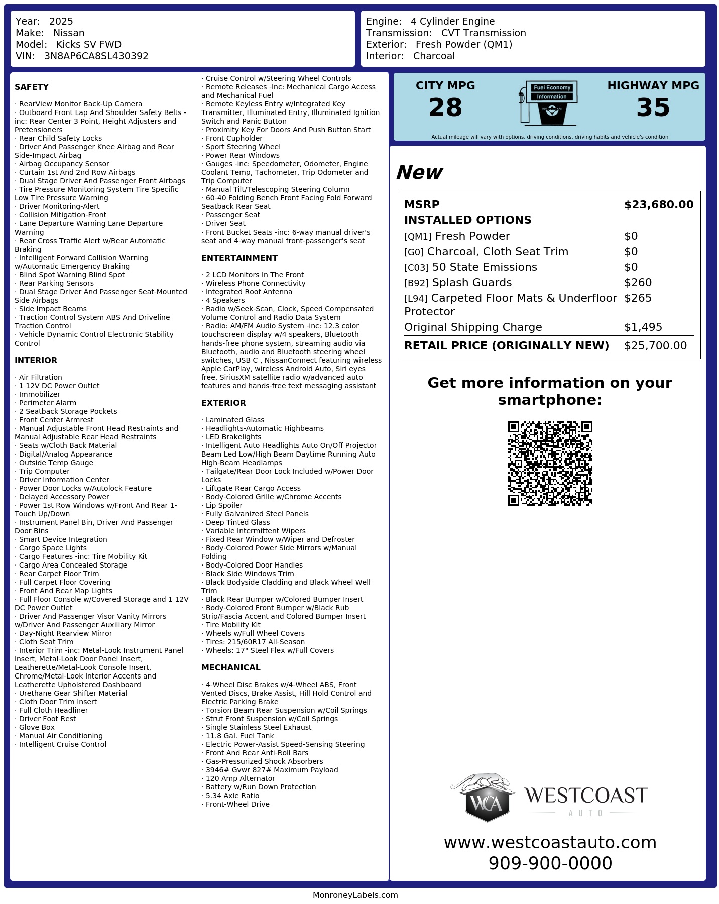 Monroney Label