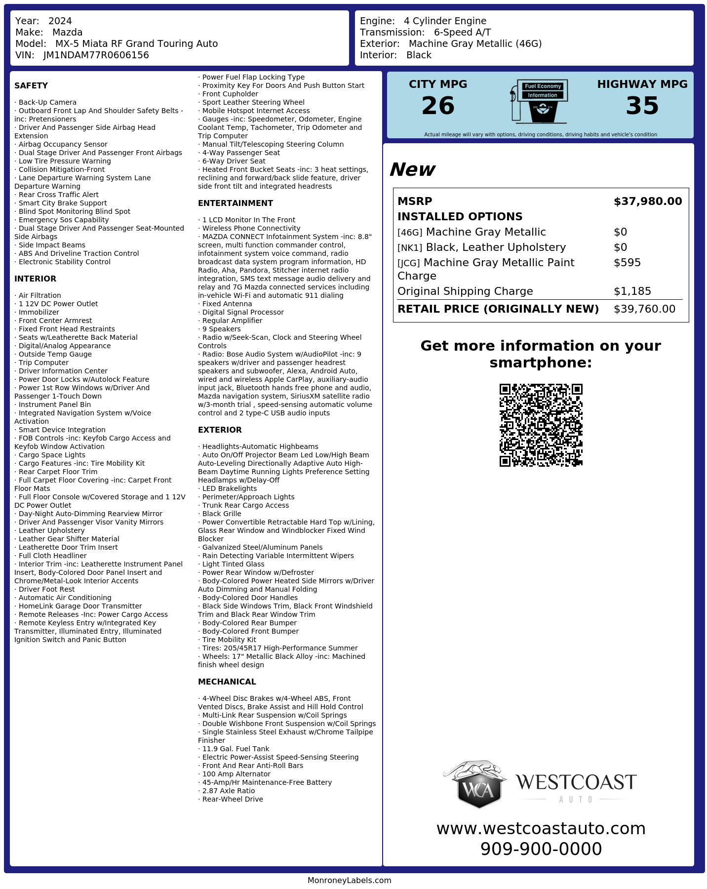 Monroney Label