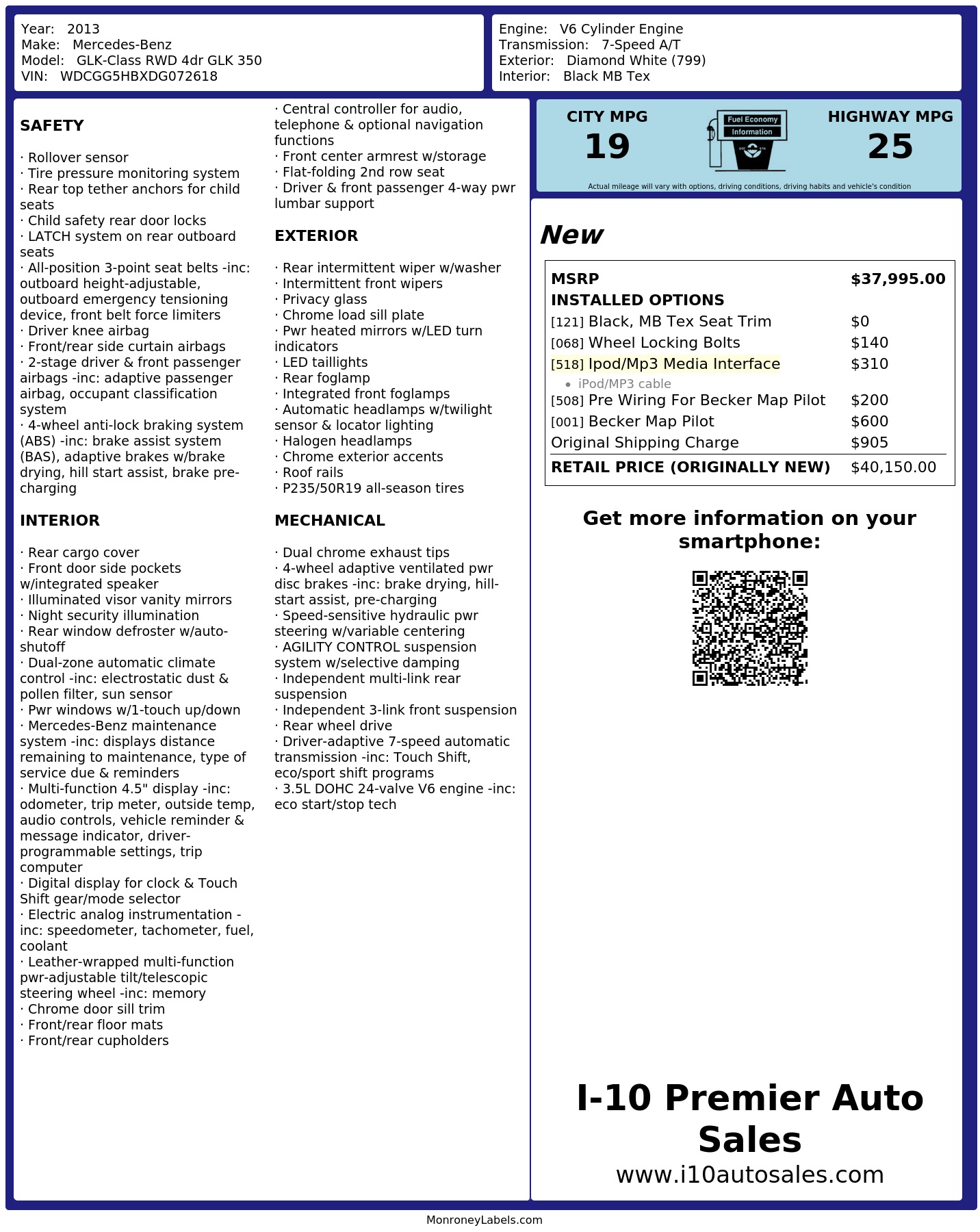 Monroney Label
