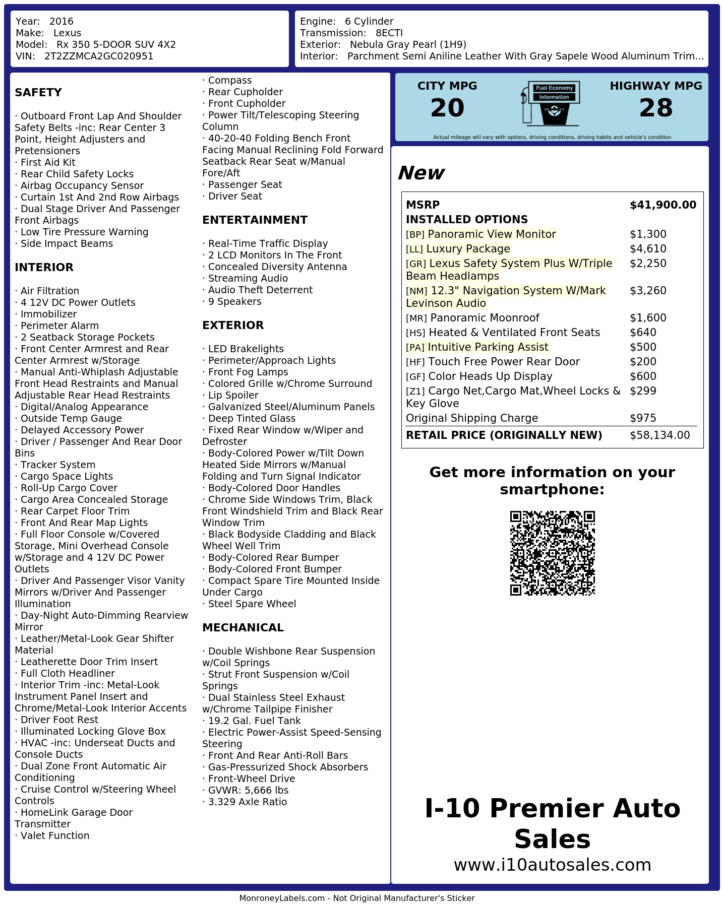 Monroney Label