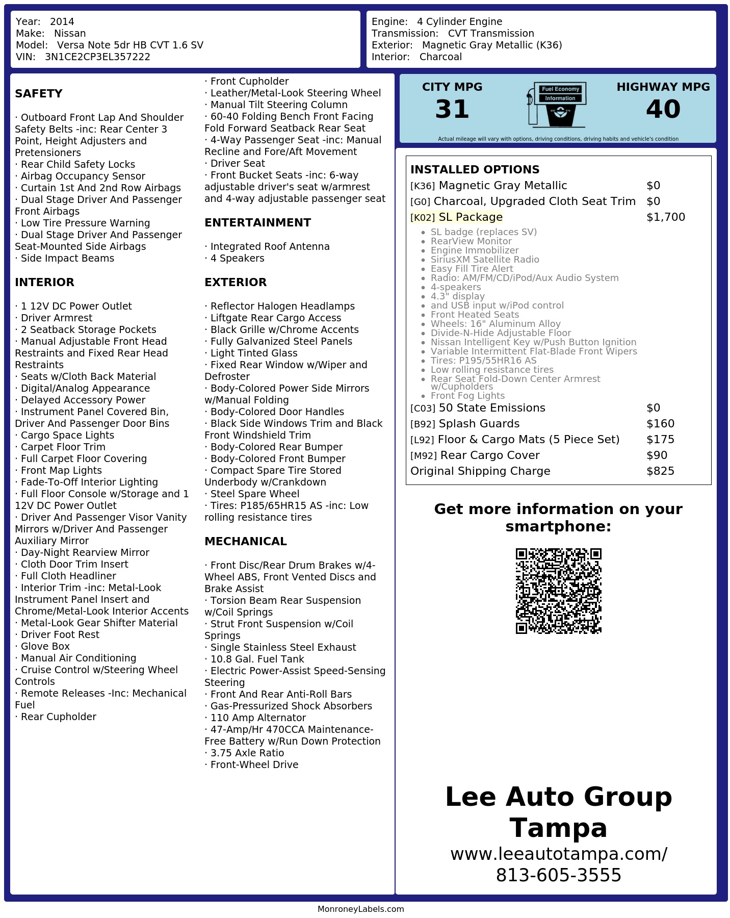 Monroney Label