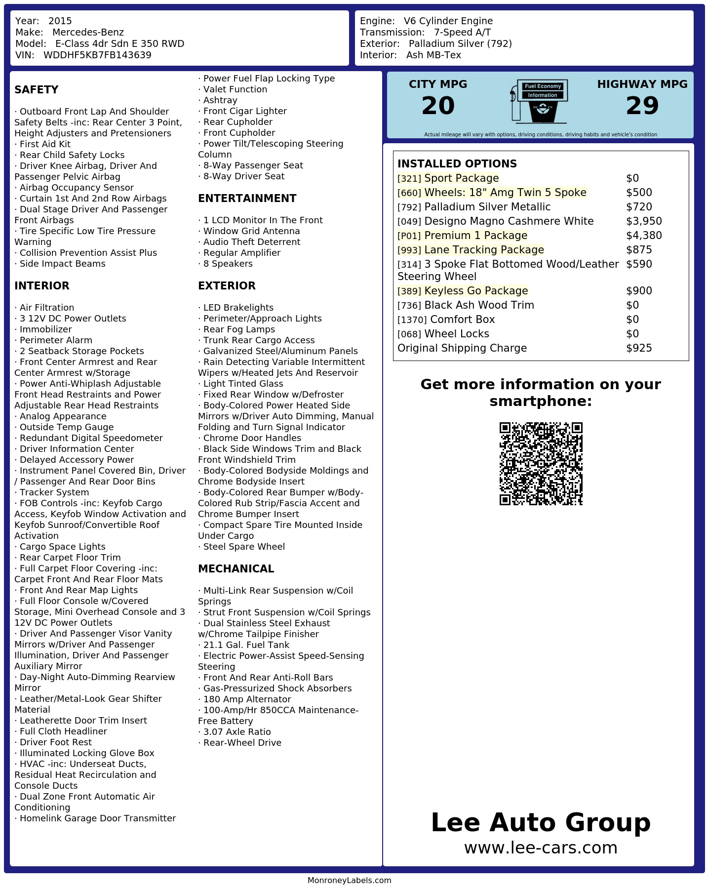 Monroney Label
