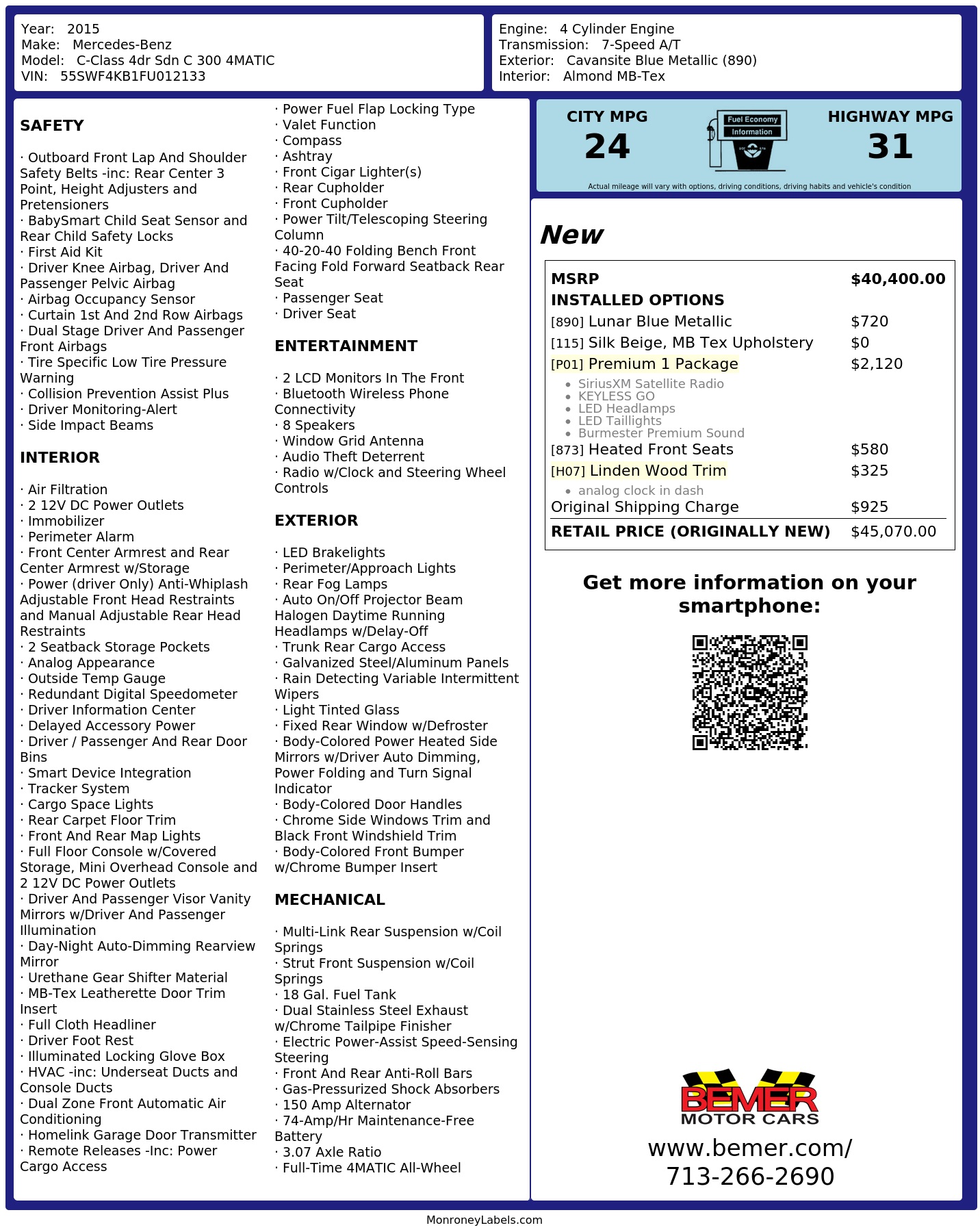 Monroney Label