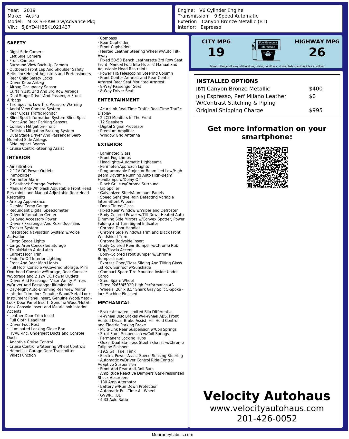 Monroney Label