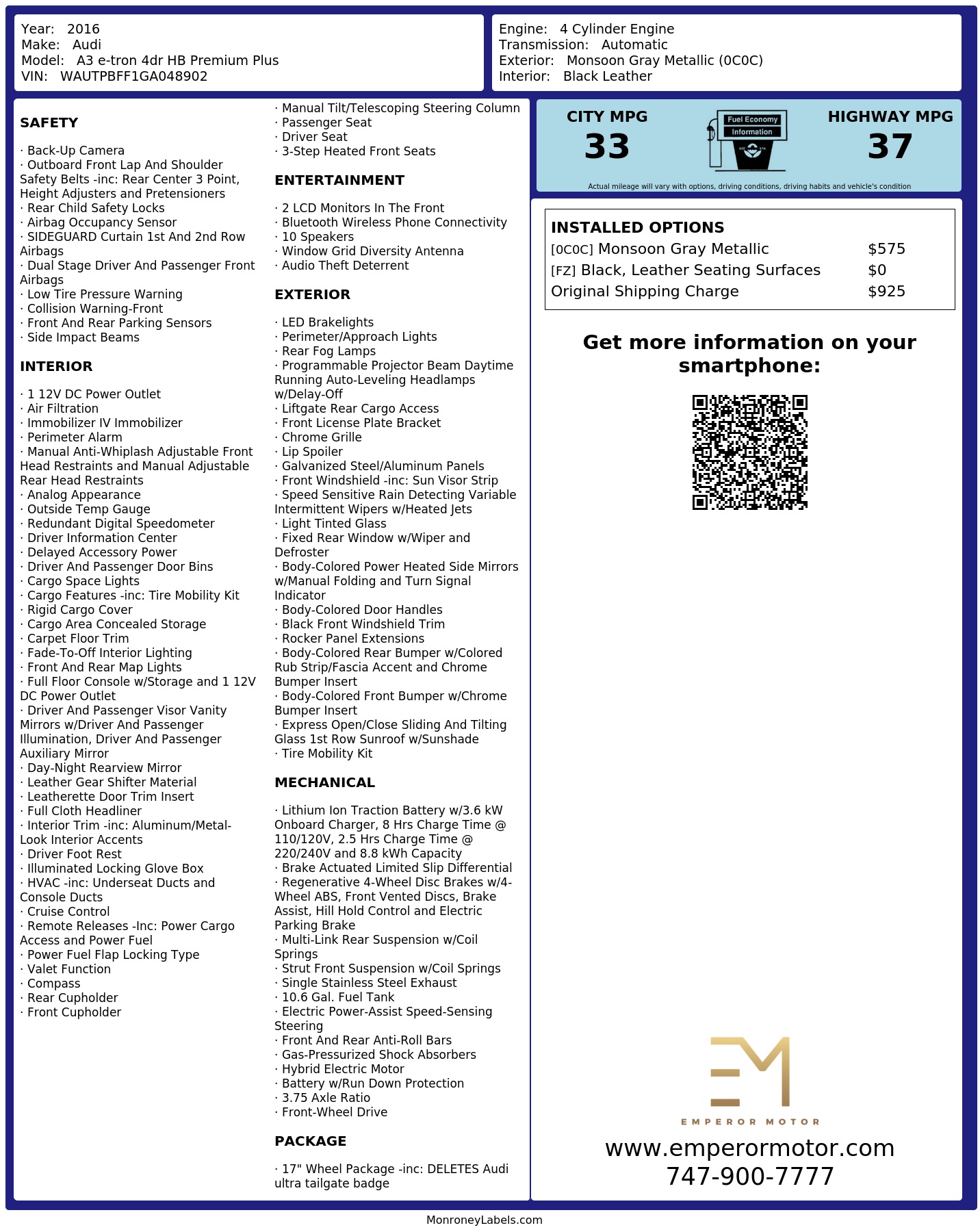 Monroney Label