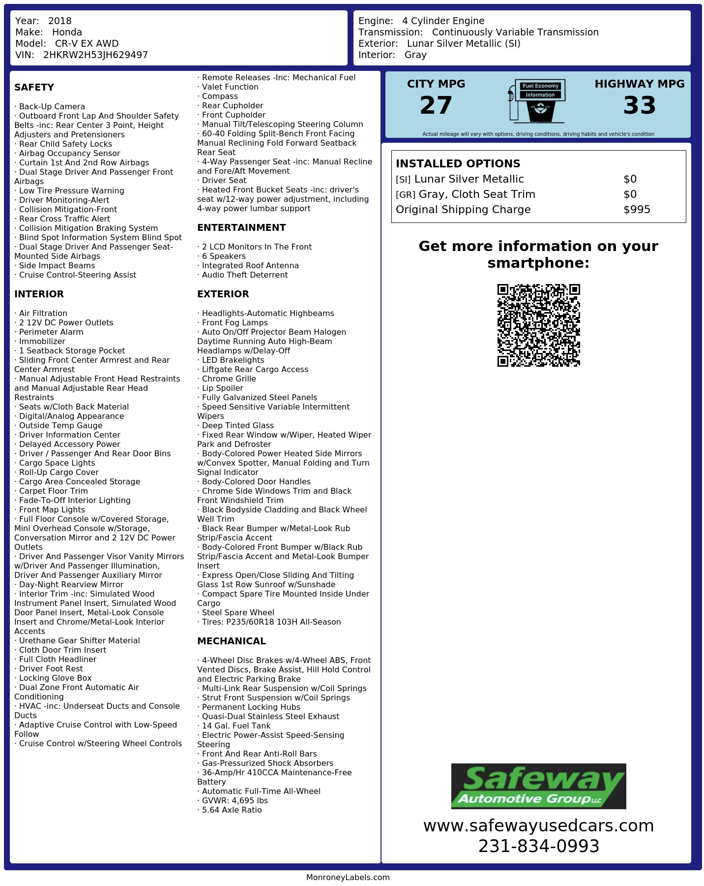 Monroney Label