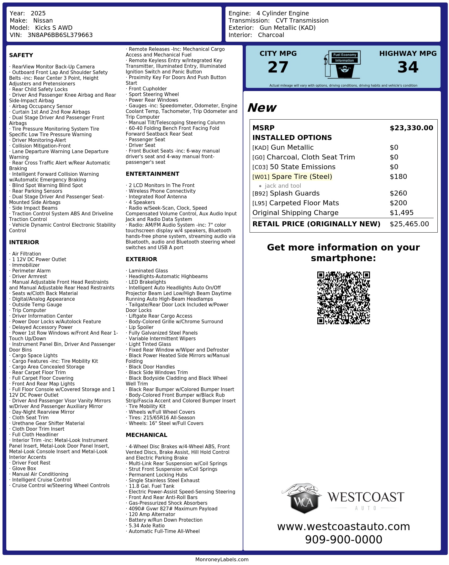 Monroney Label