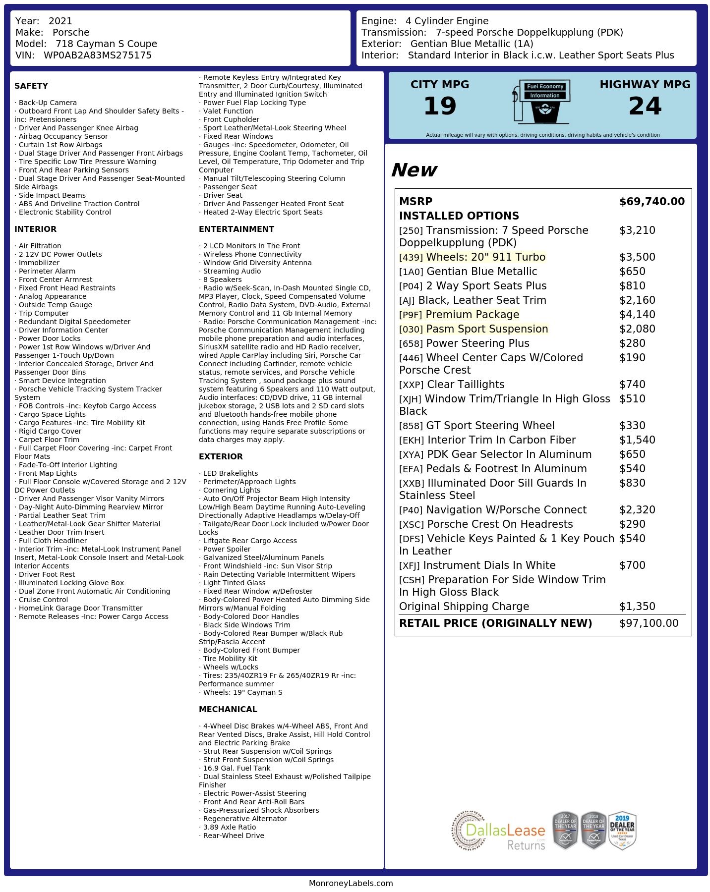 Monroney Label
