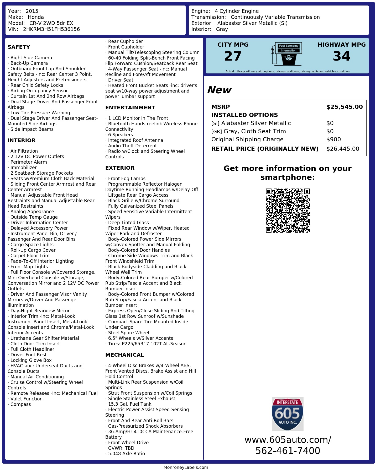 Monroney Label