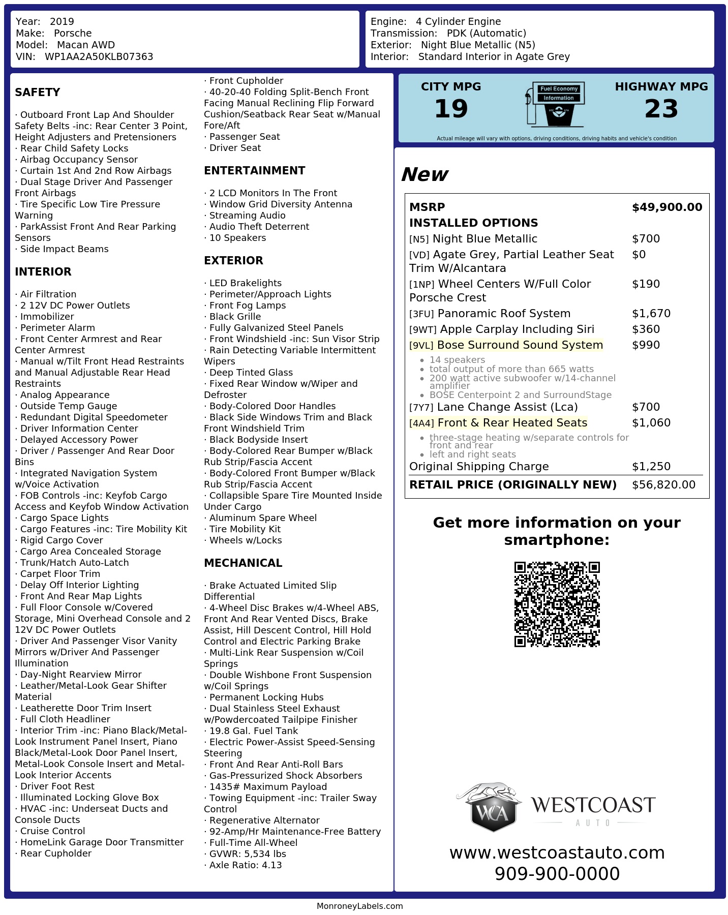 Monroney Label