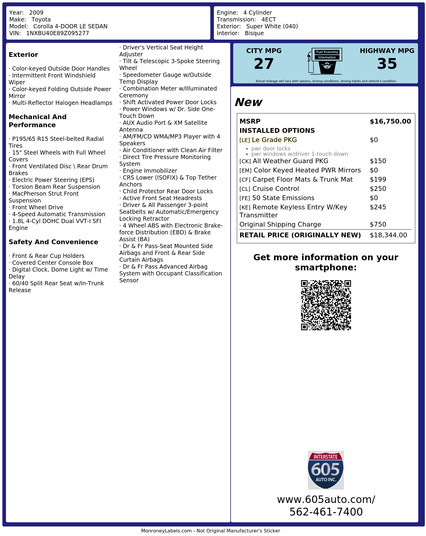 Monroney Label