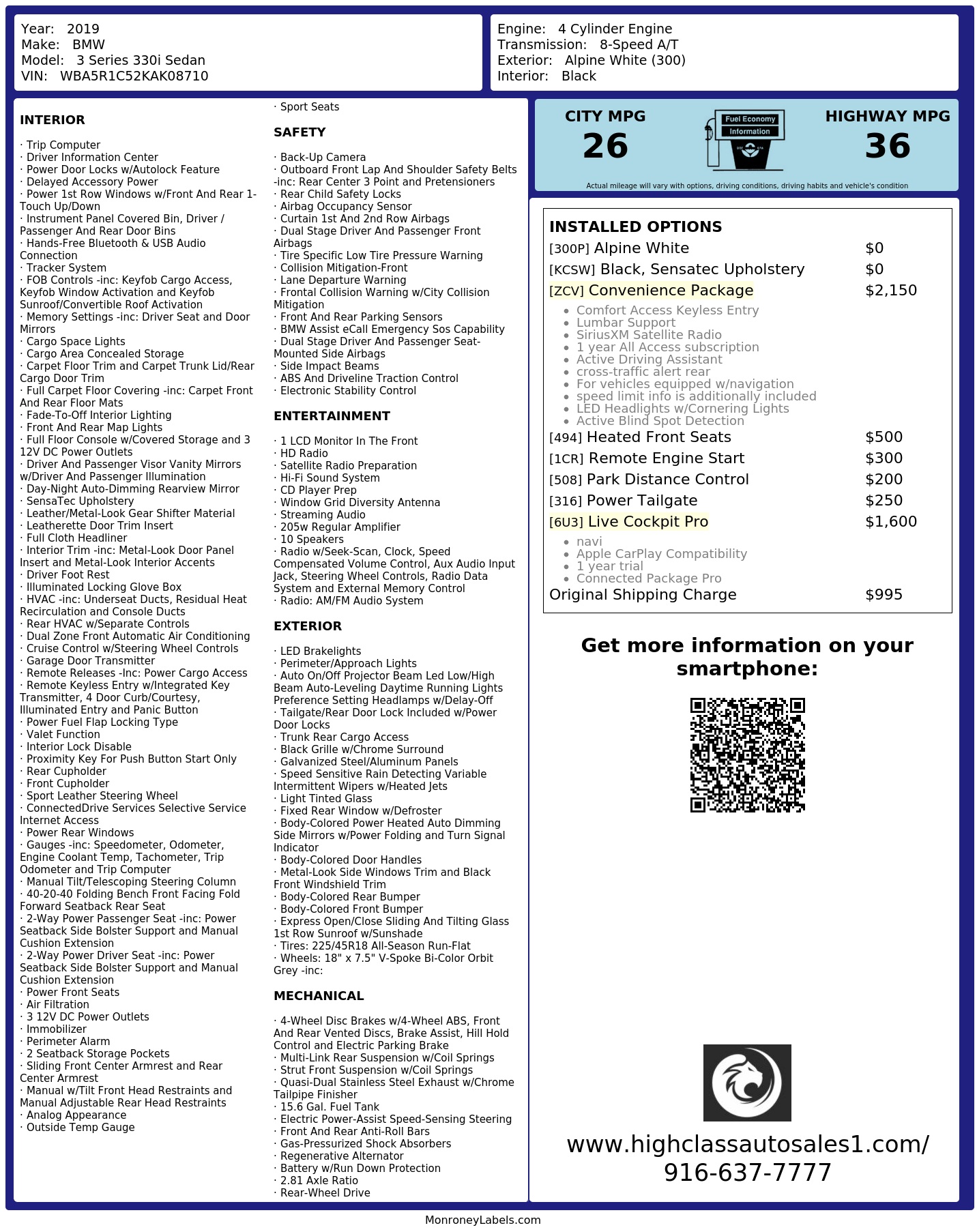 Monroney Label