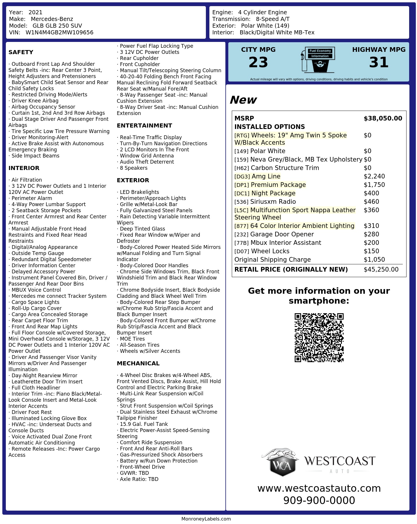 Monroney Label
