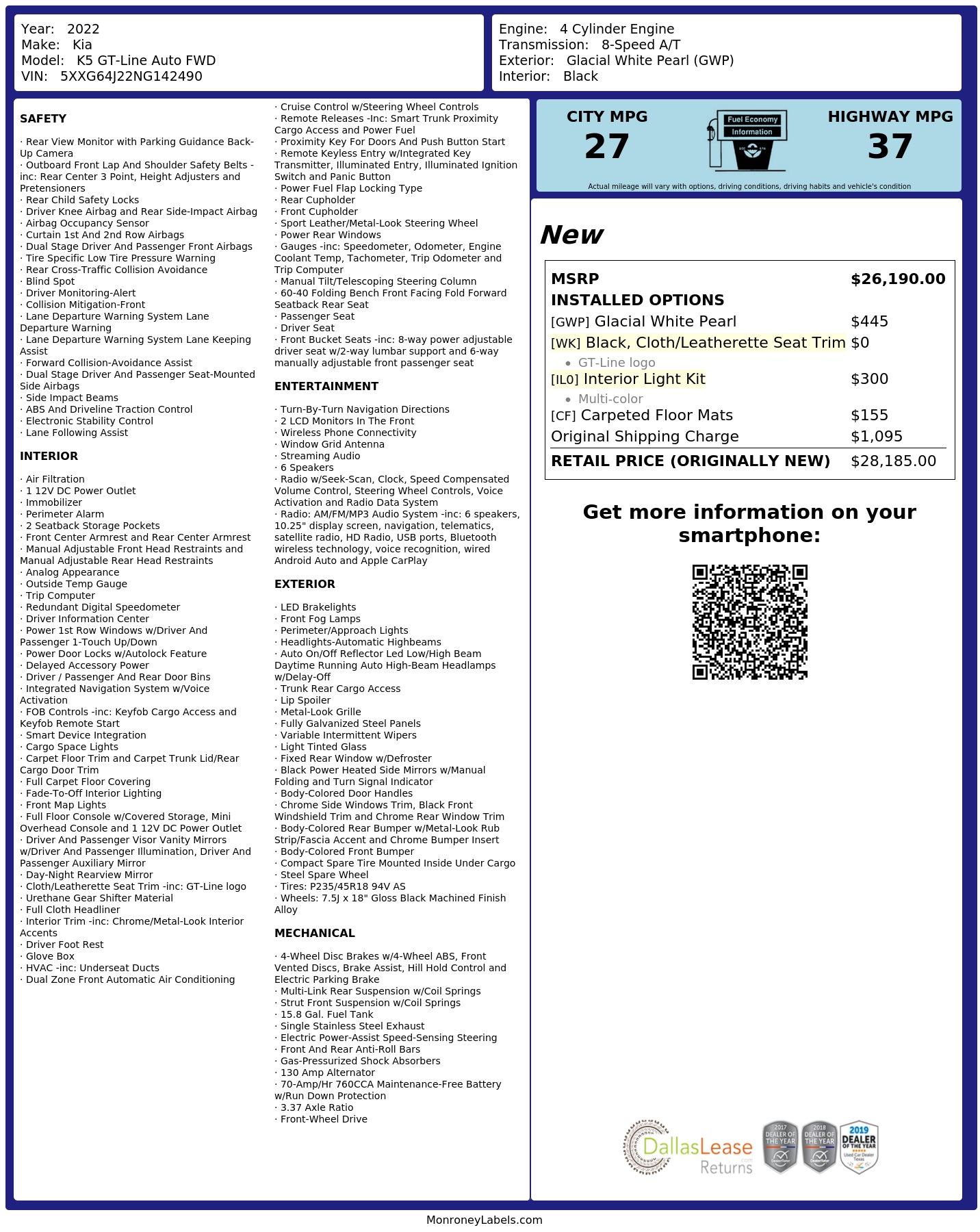 Monroney Label