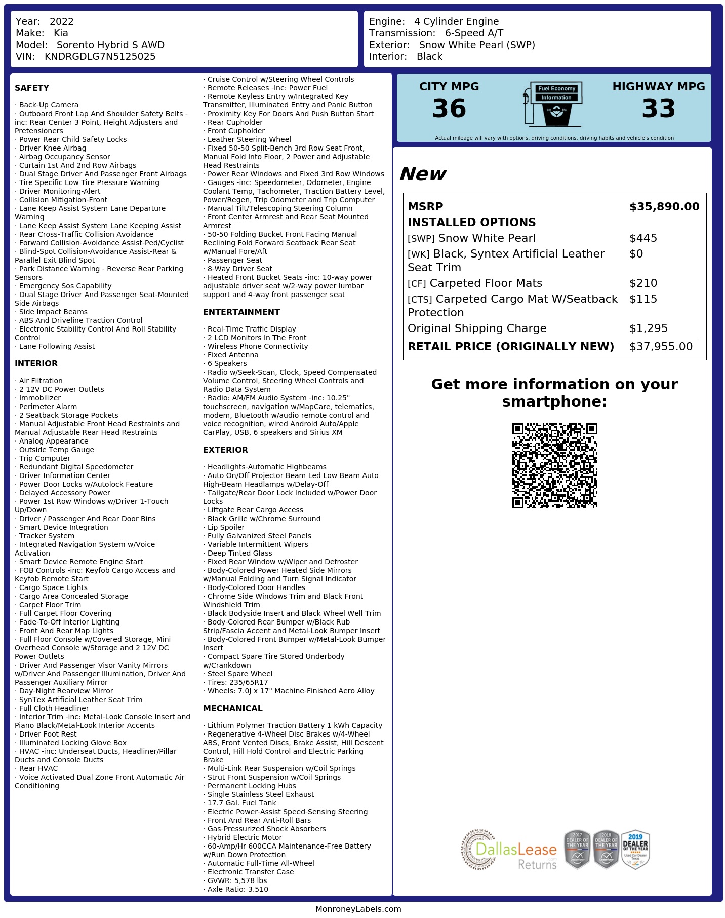 Monroney Label