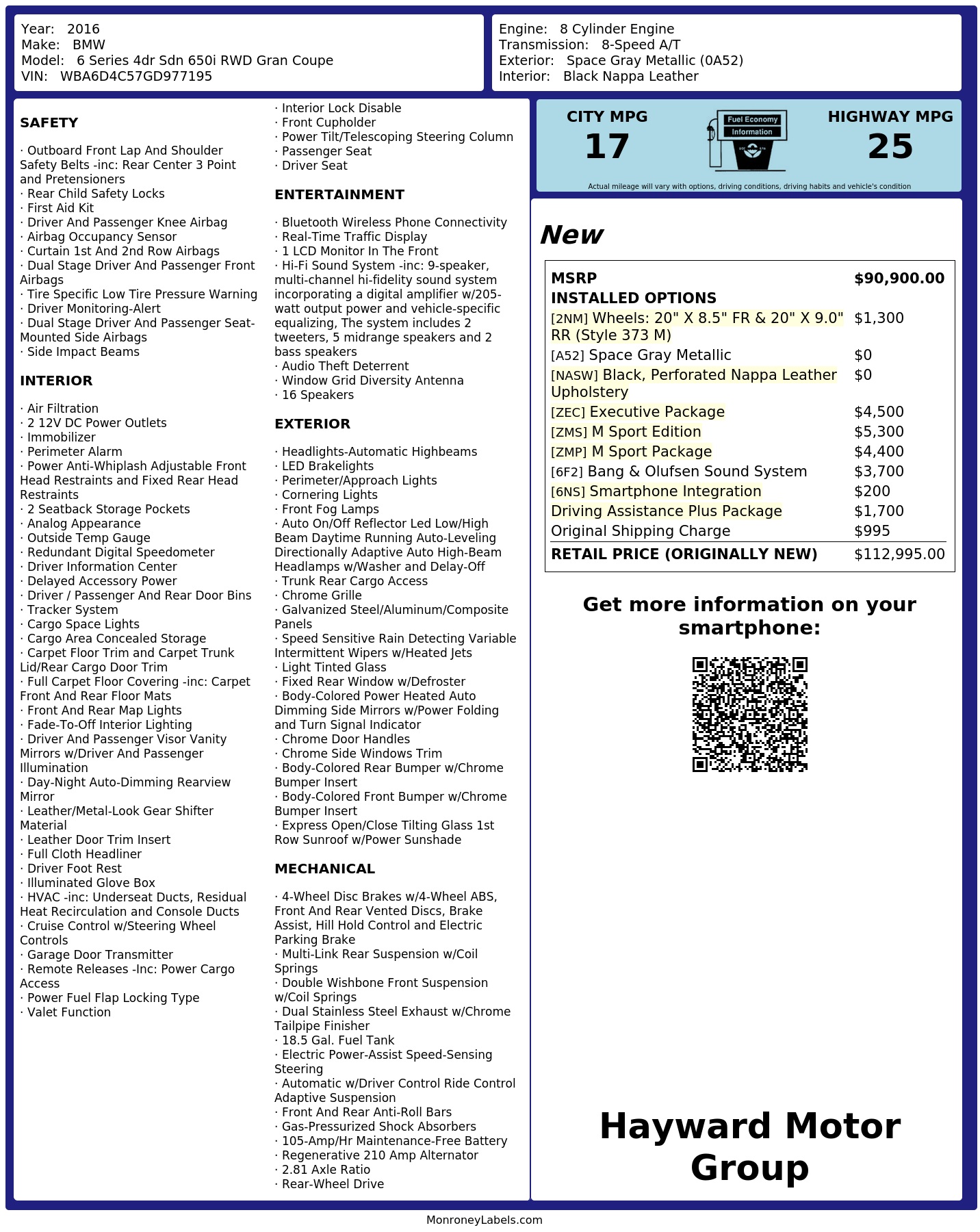 Monroney Label