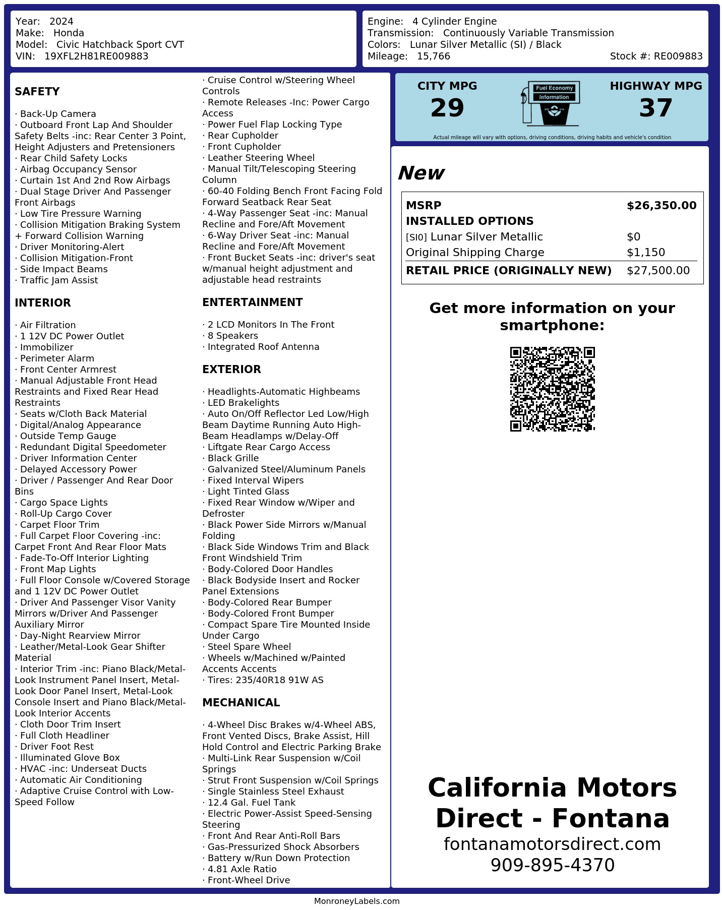 Monroney Label
