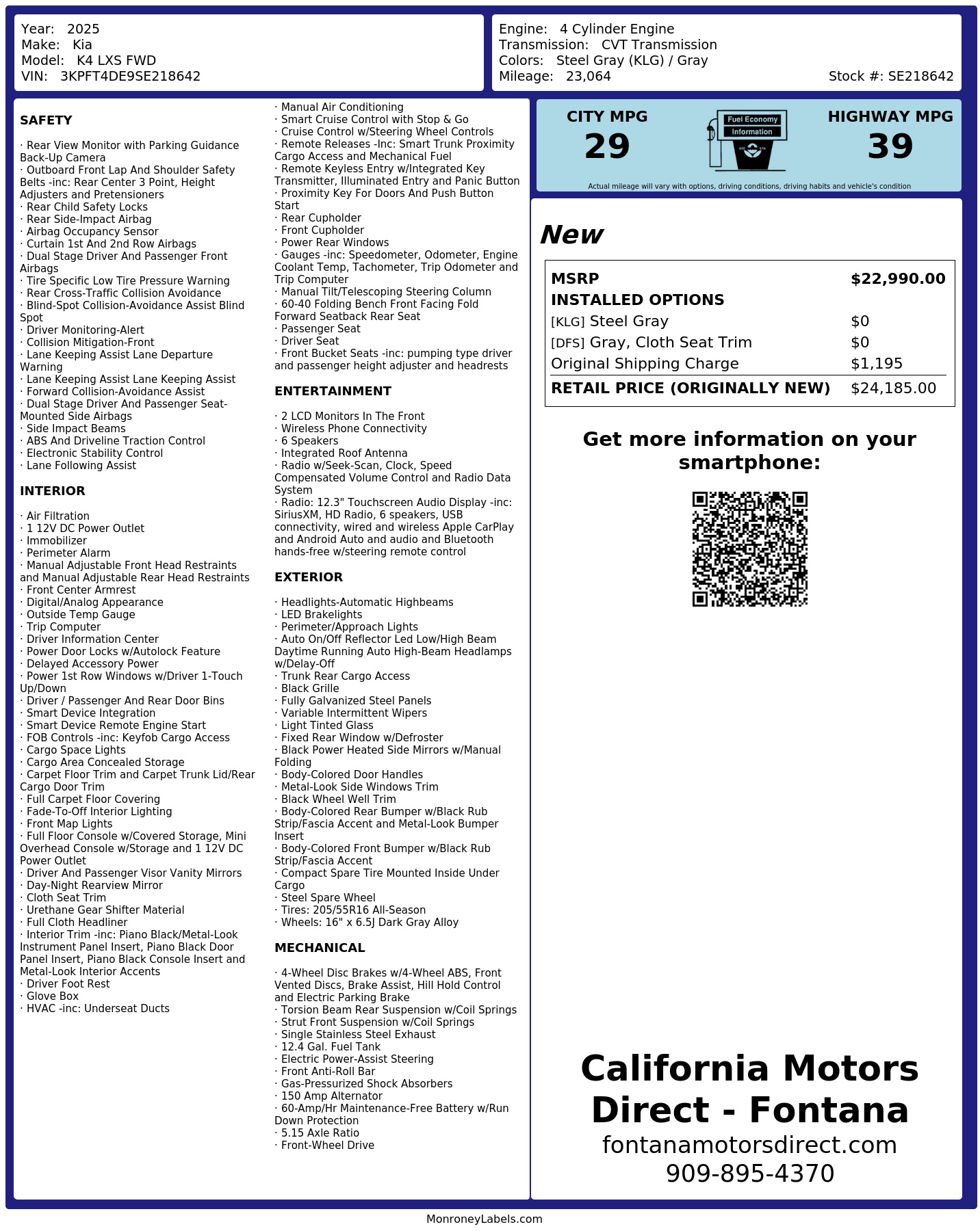 Monroney Label