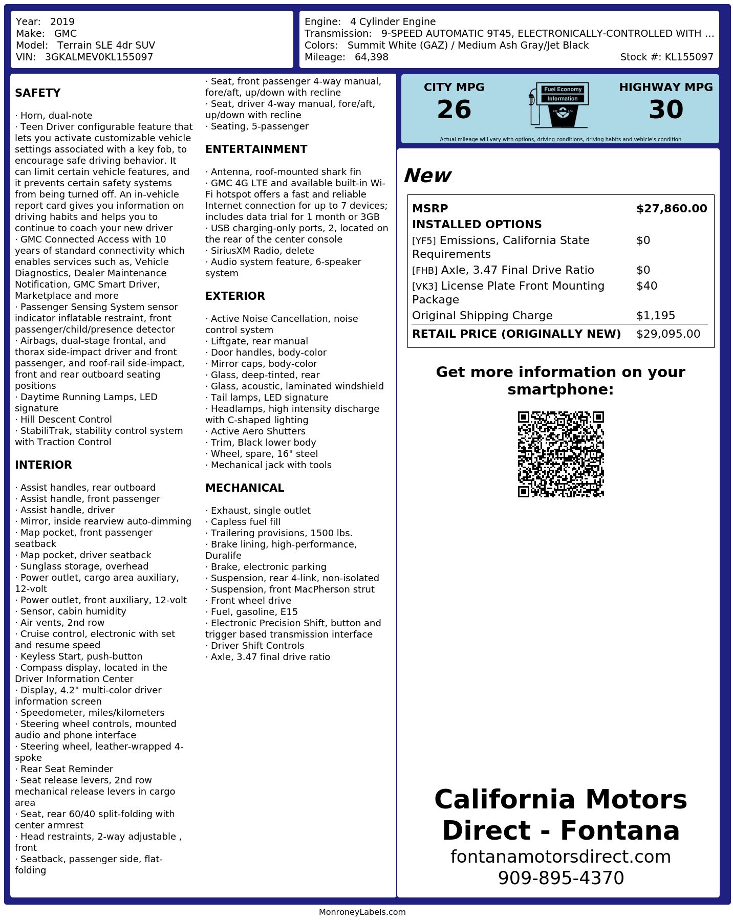 Monroney Label