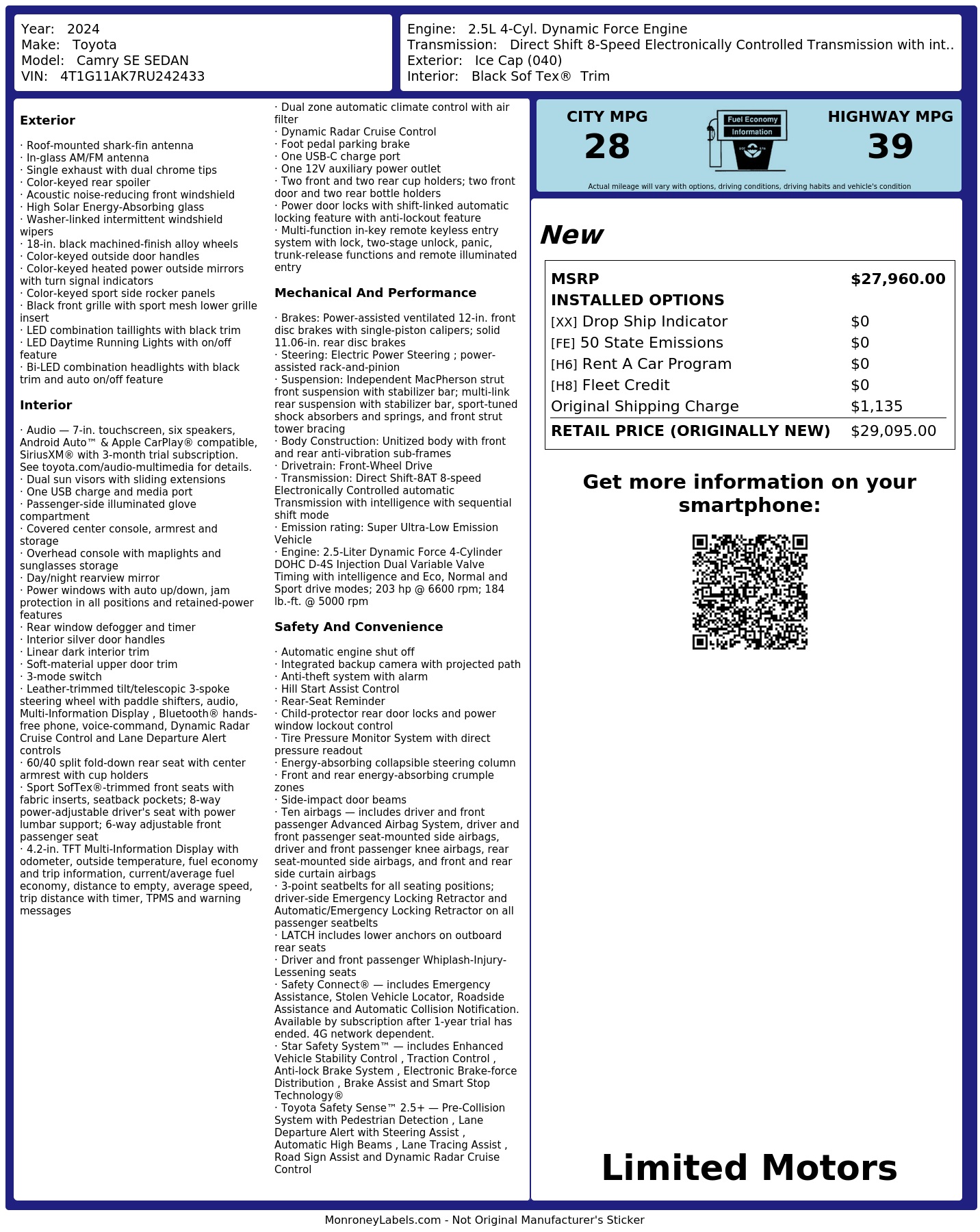 Monroney Label