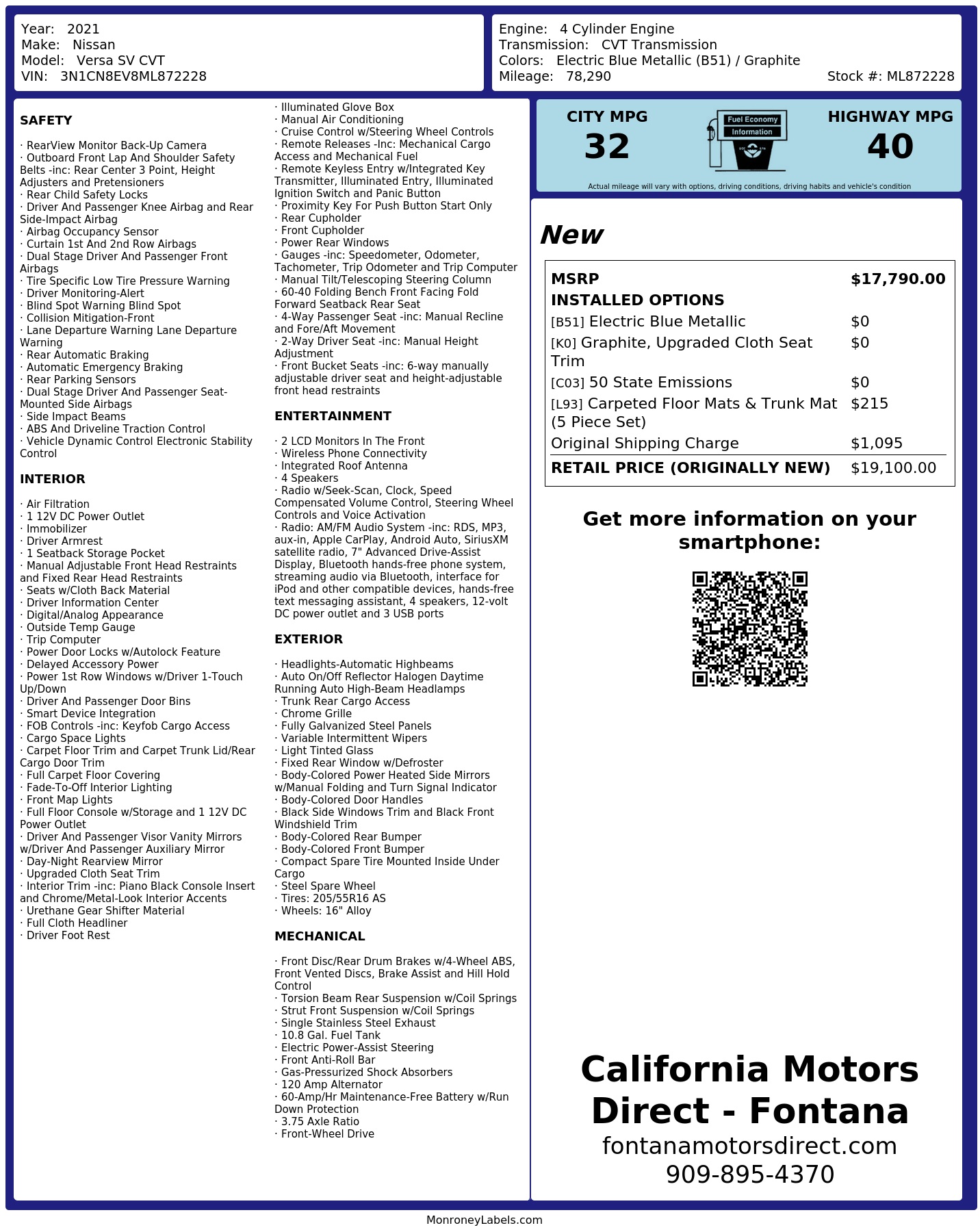 Monroney Label