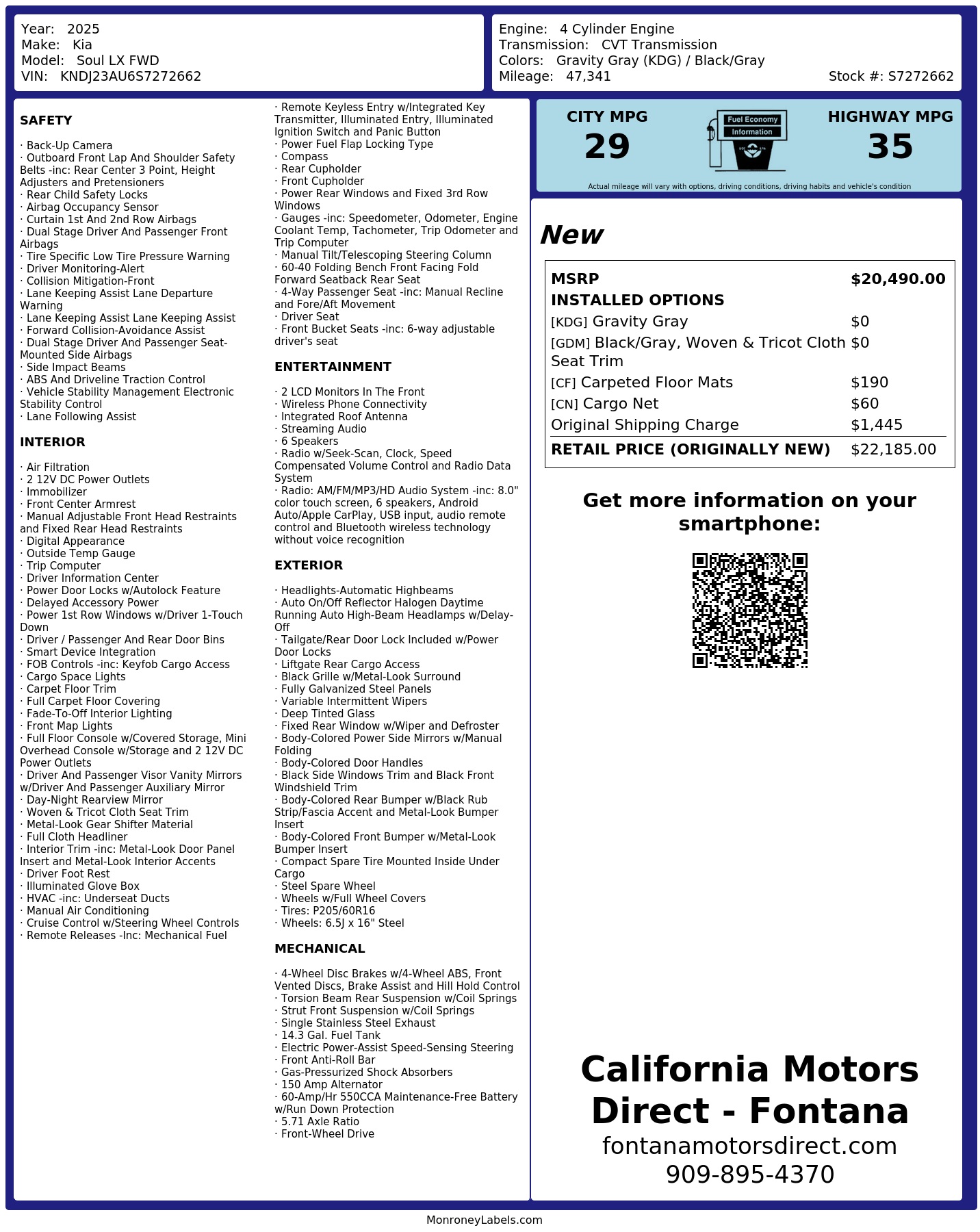 Monroney Label