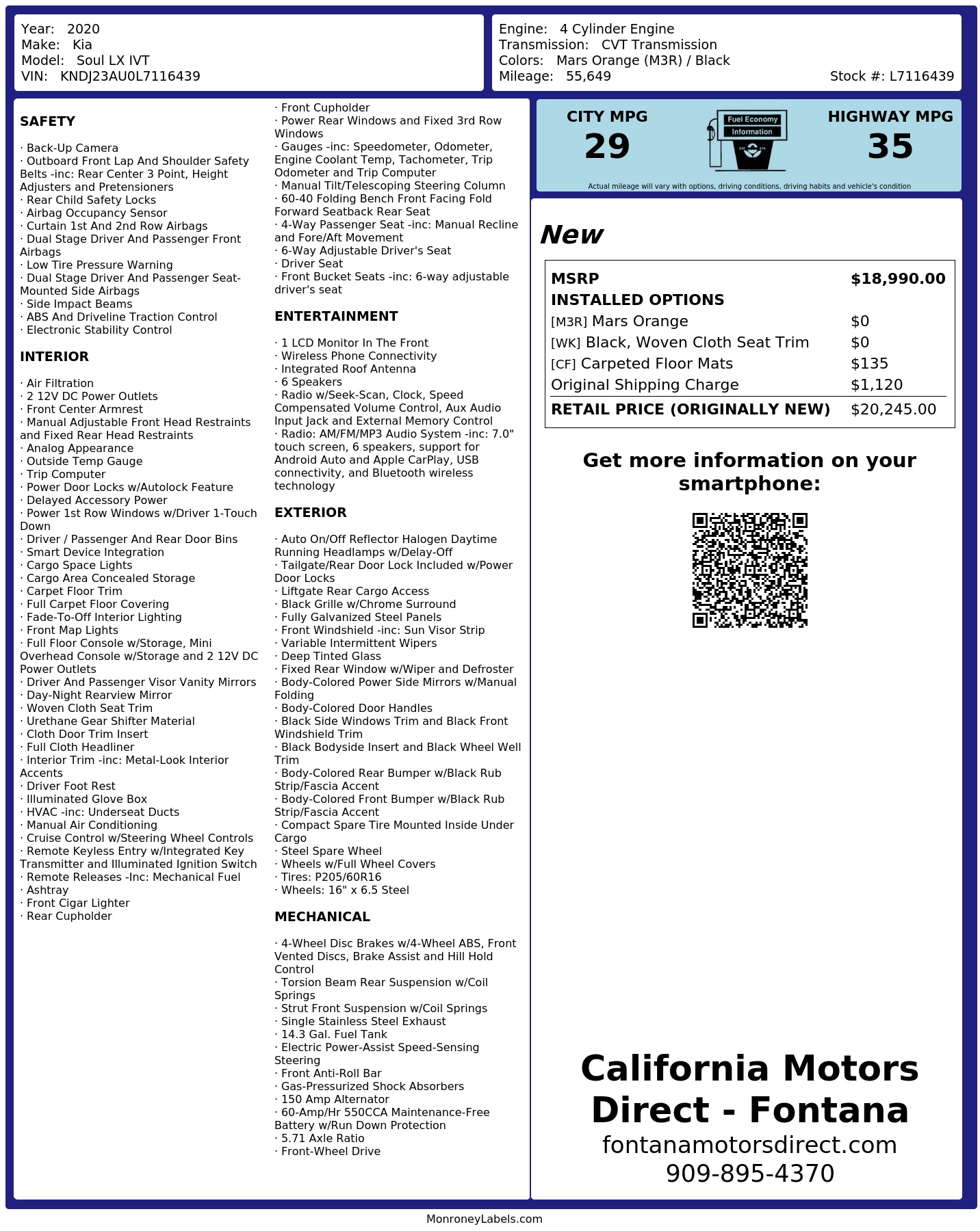 Monroney Label