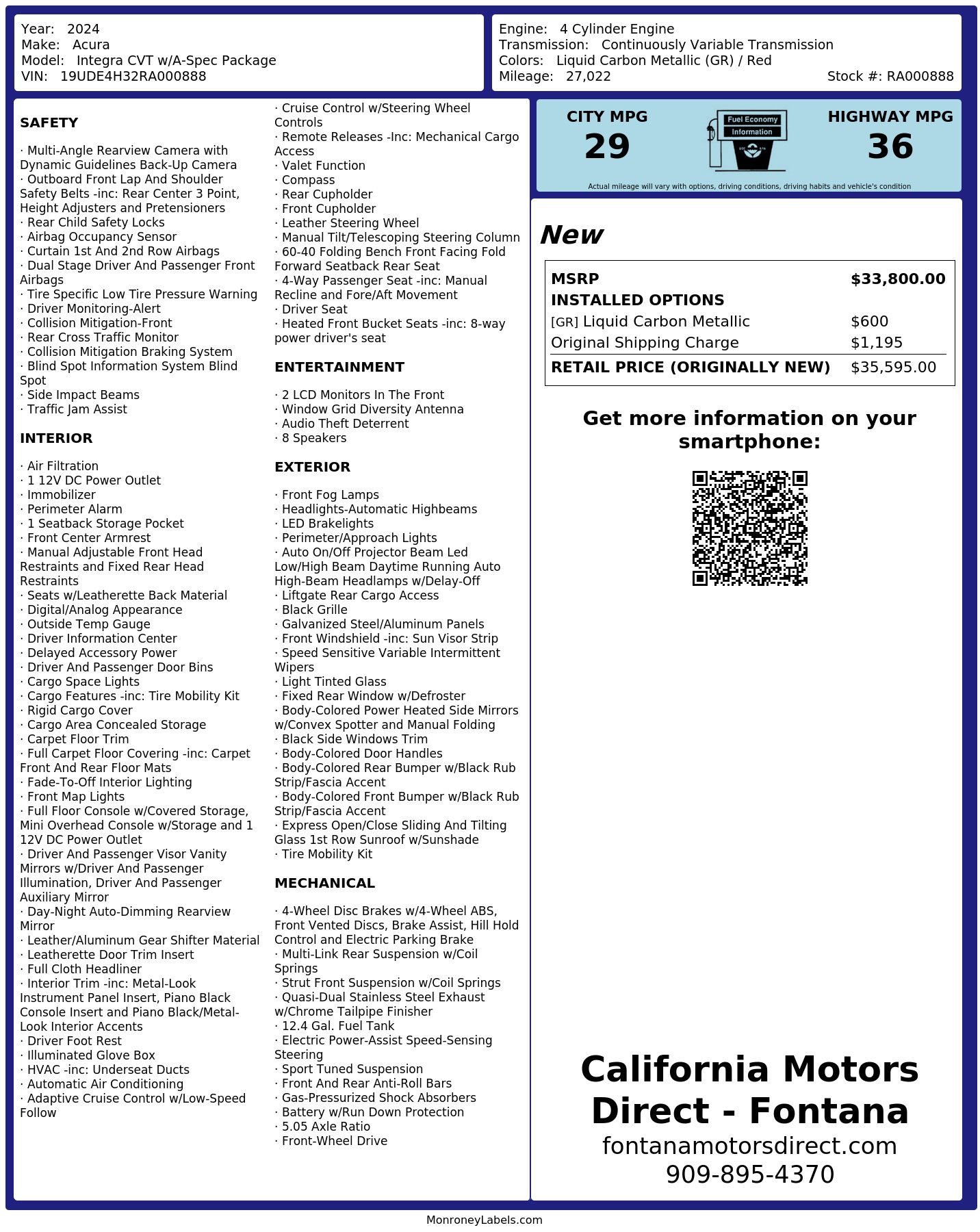 Monroney Label