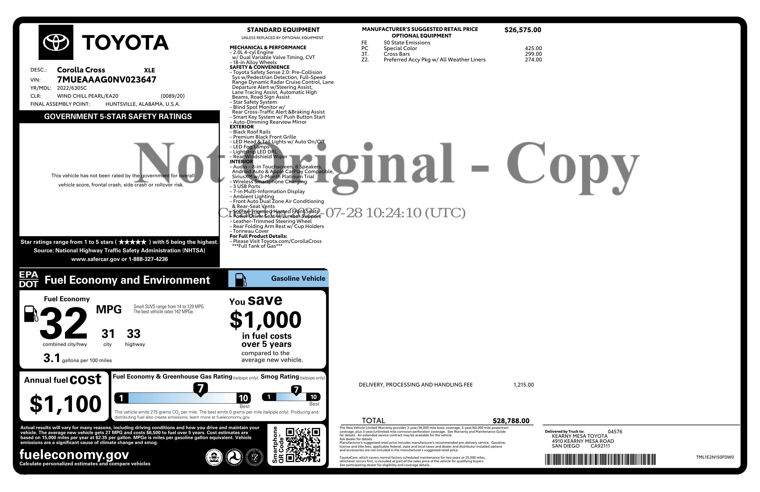 Monroney Label