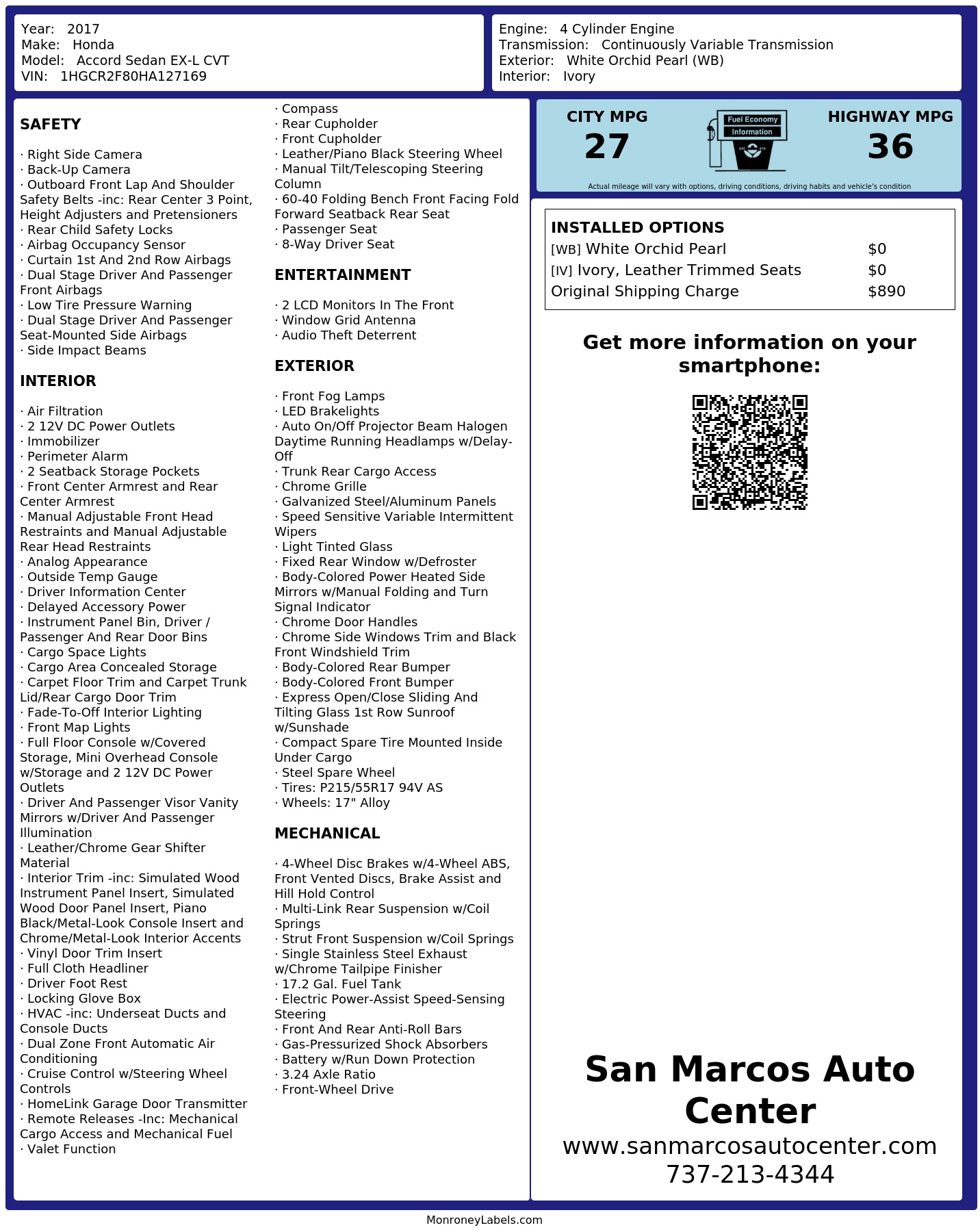 Monroney Label