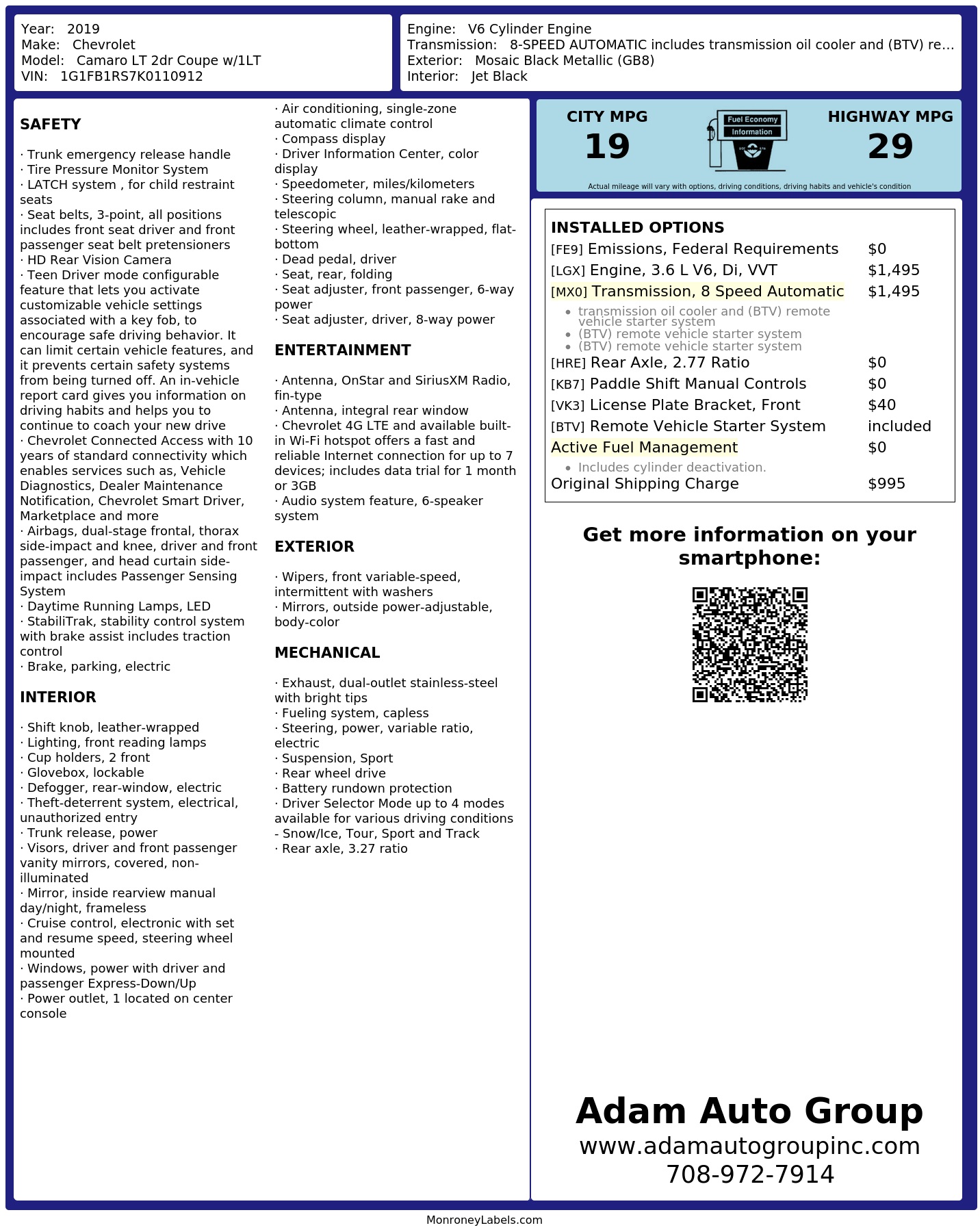 Monroney Label
