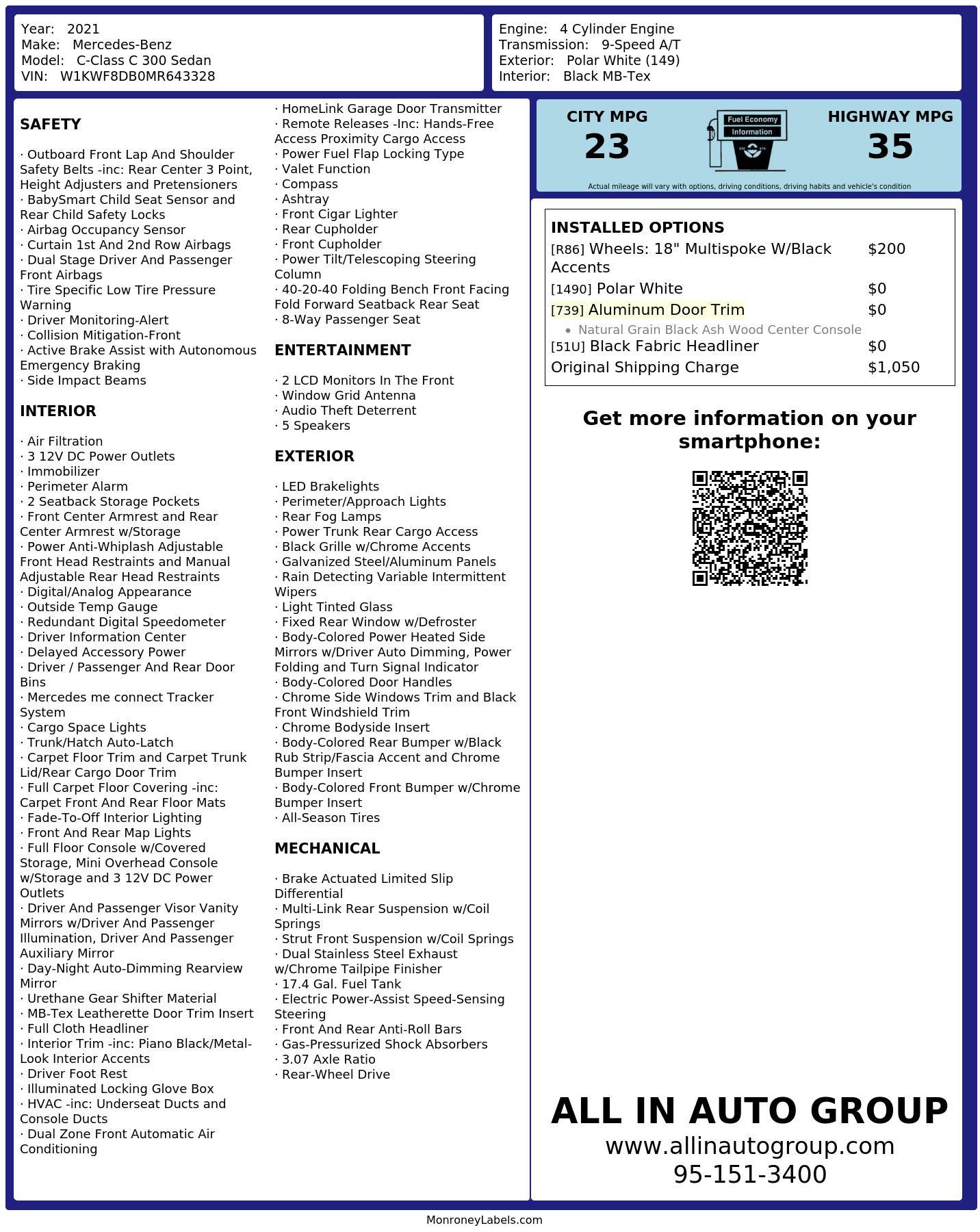 Monroney Label
