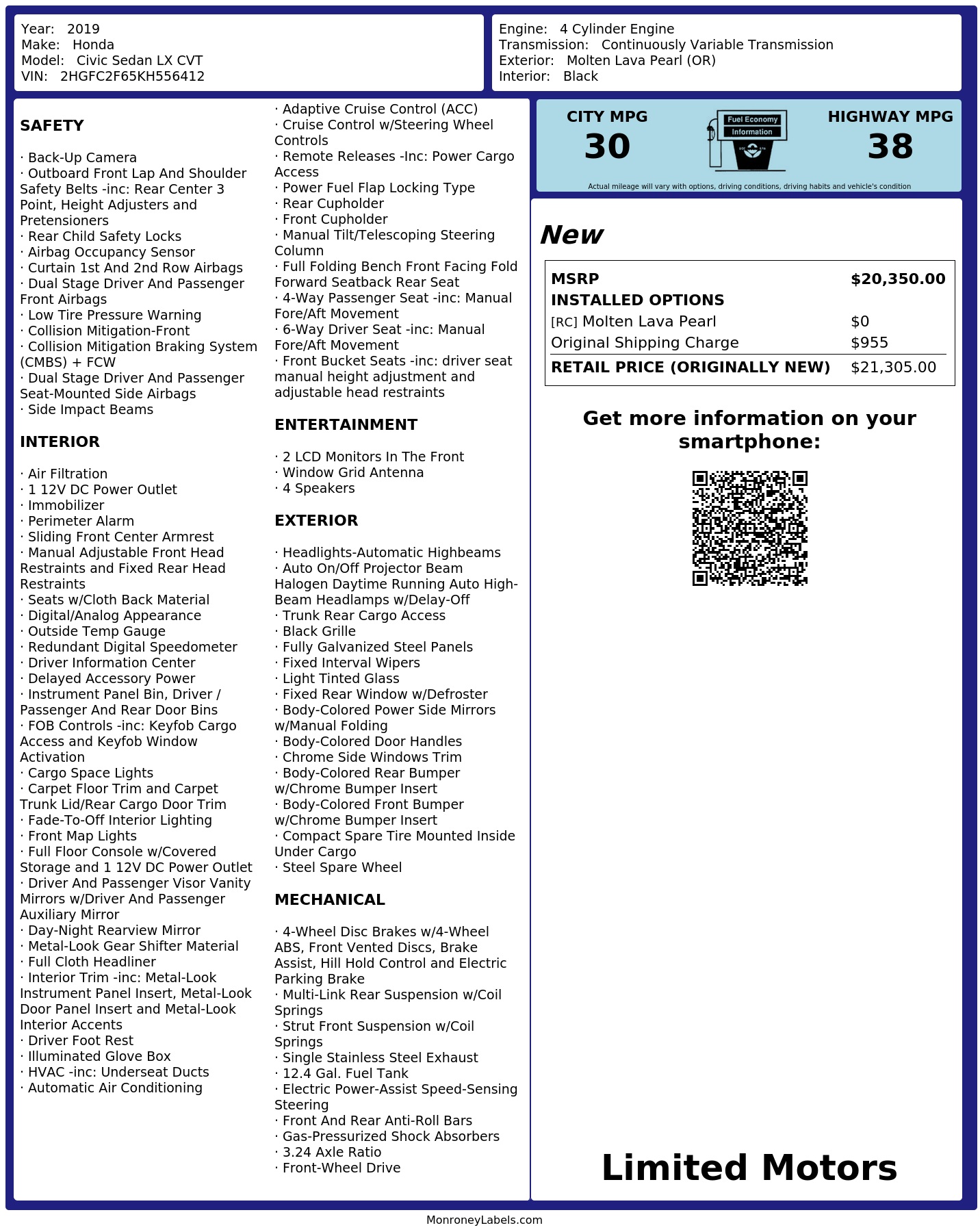 Monroney Label