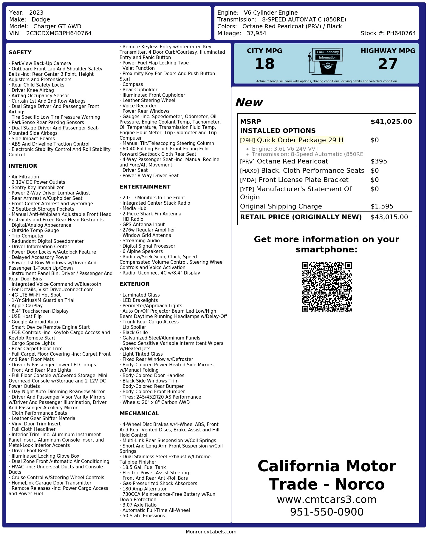 Monroney Label