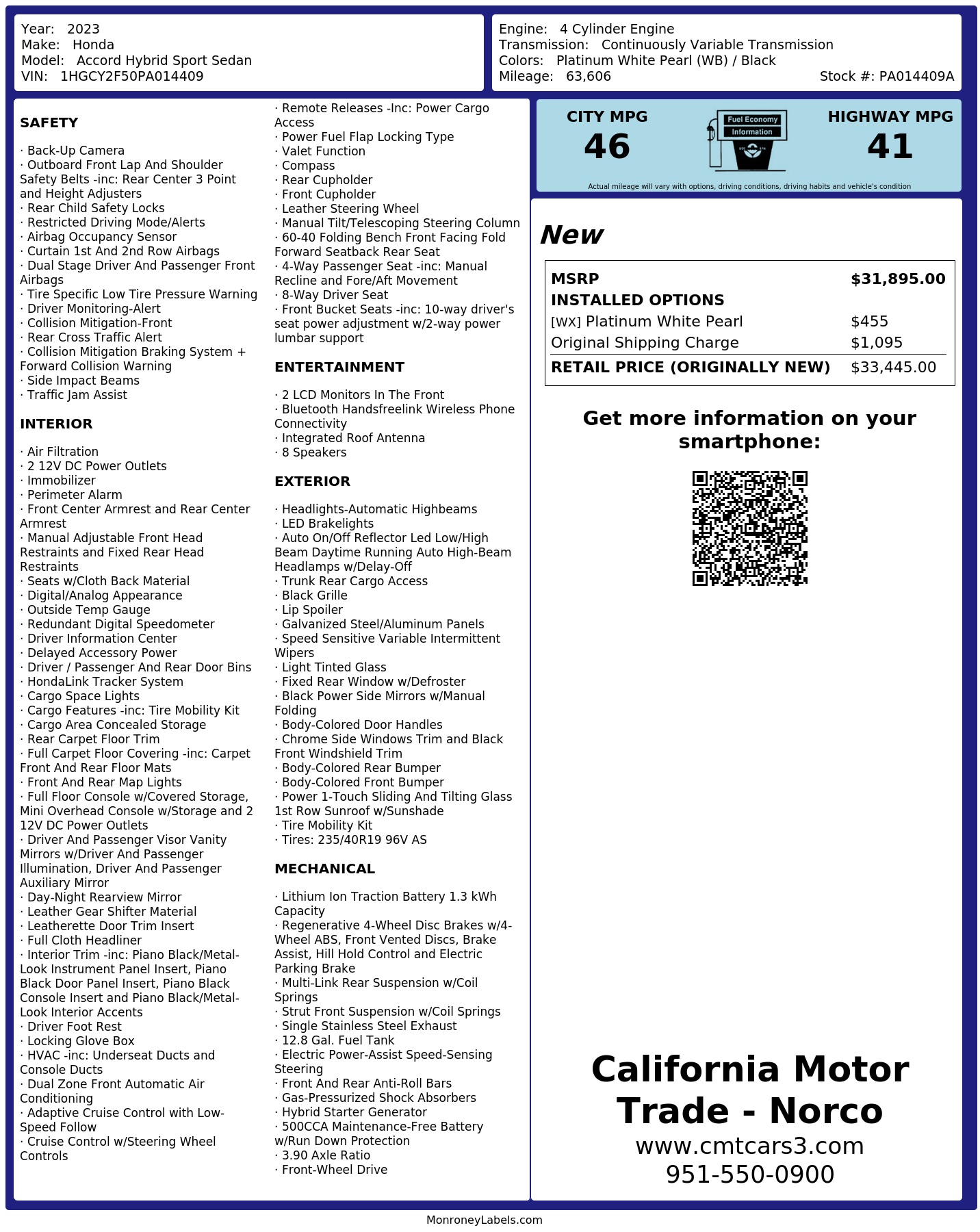 Monroney Label