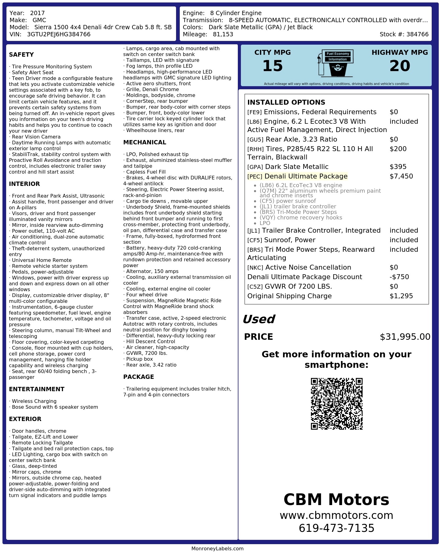 Monroney Label