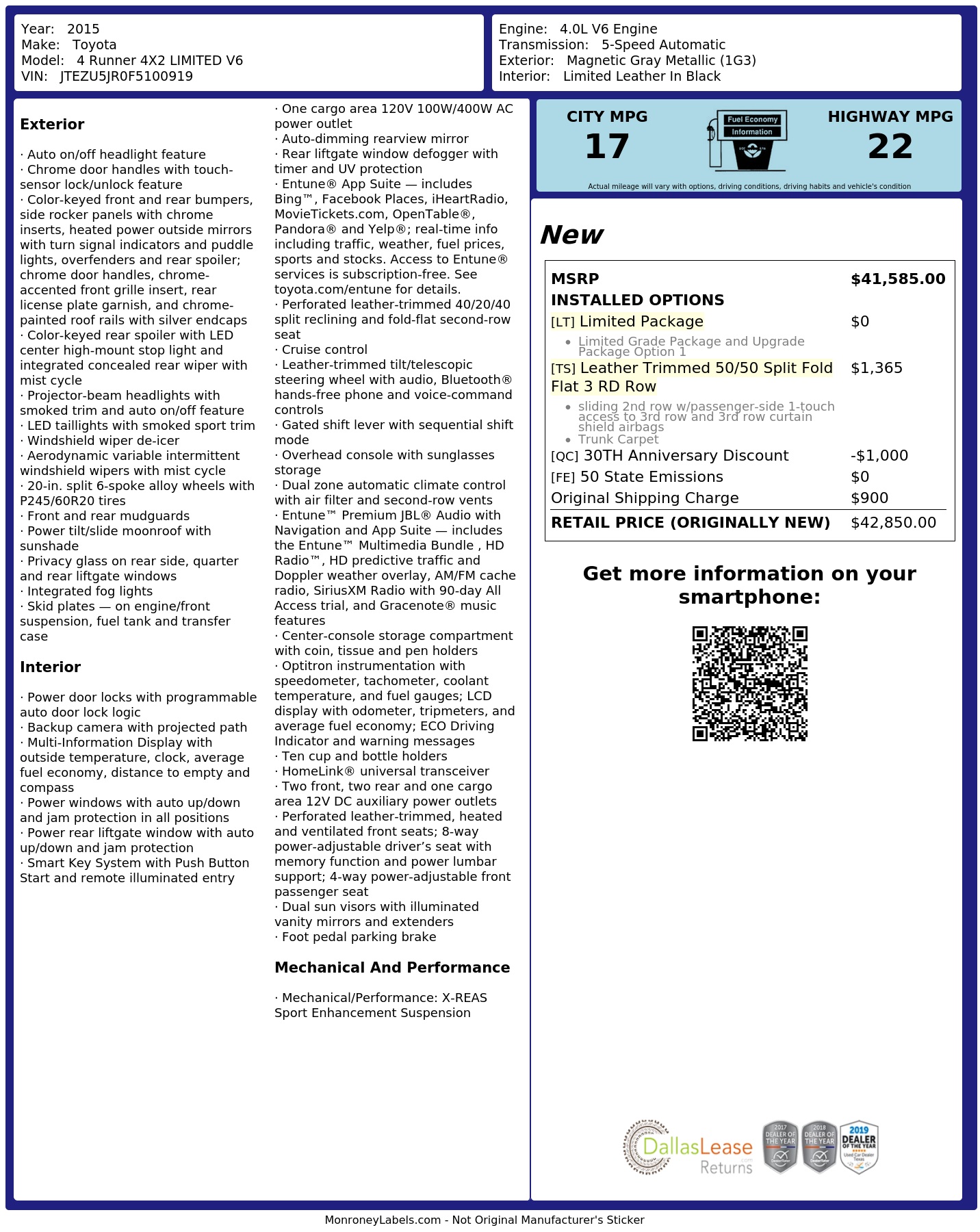 Monroney Label