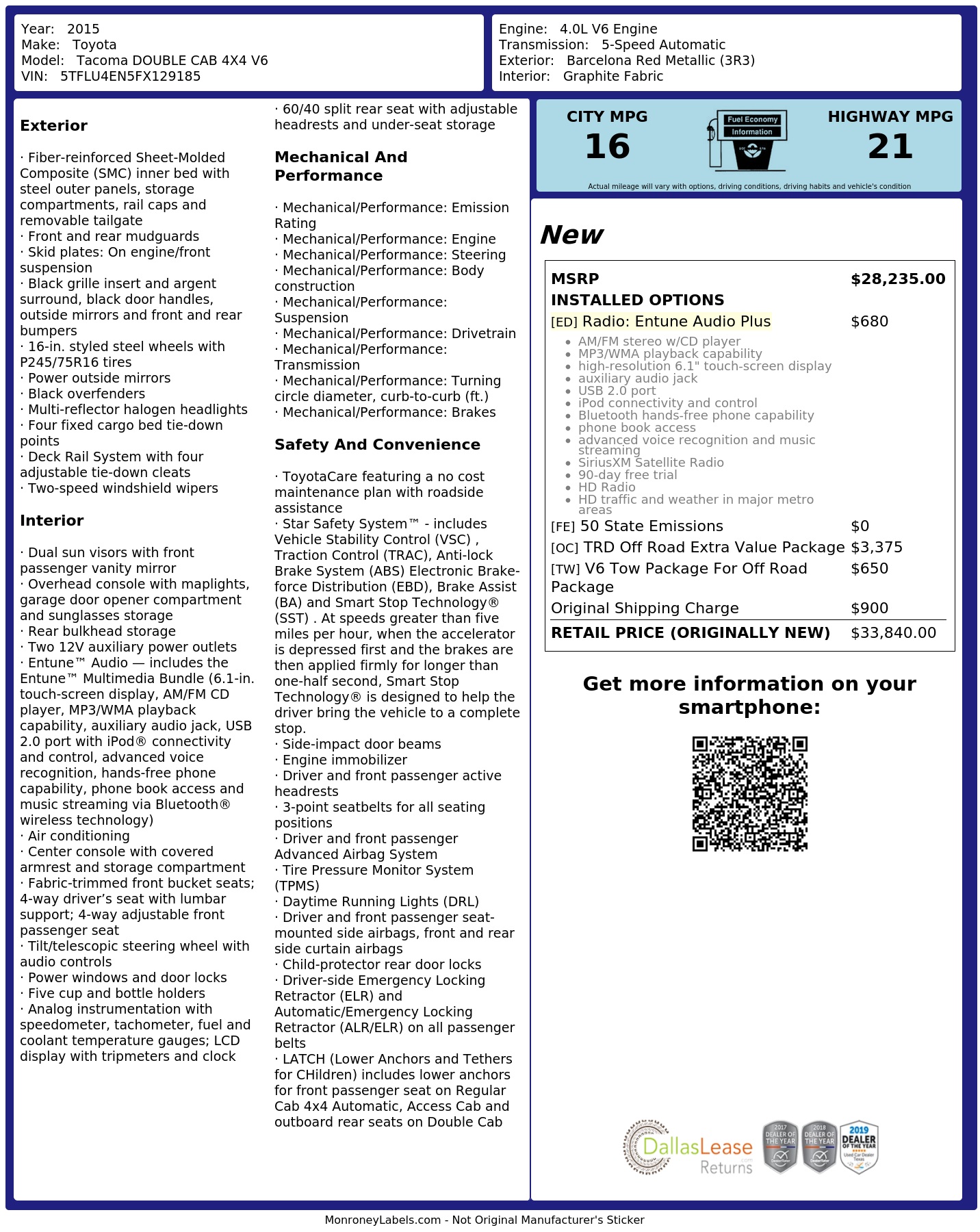 Monroney Label